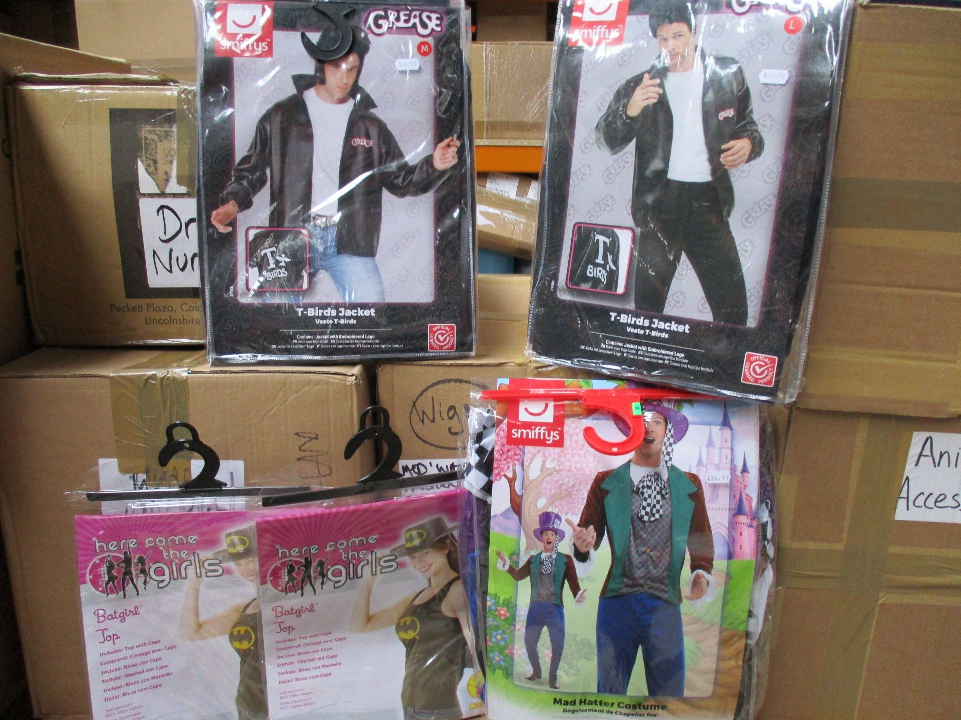 Assorted stock from a fancy dress and party store; Costumes and accessories by Smiffys, Fever and