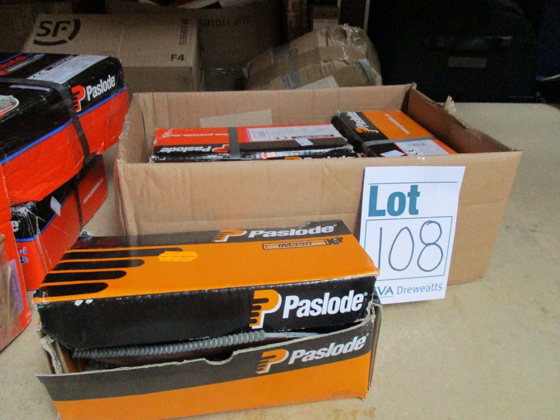 Four boxes of Paslode 141267 3.1 x 90mm Round Smooth Shanks Nails x 1100 with 1 Fuel Cell.