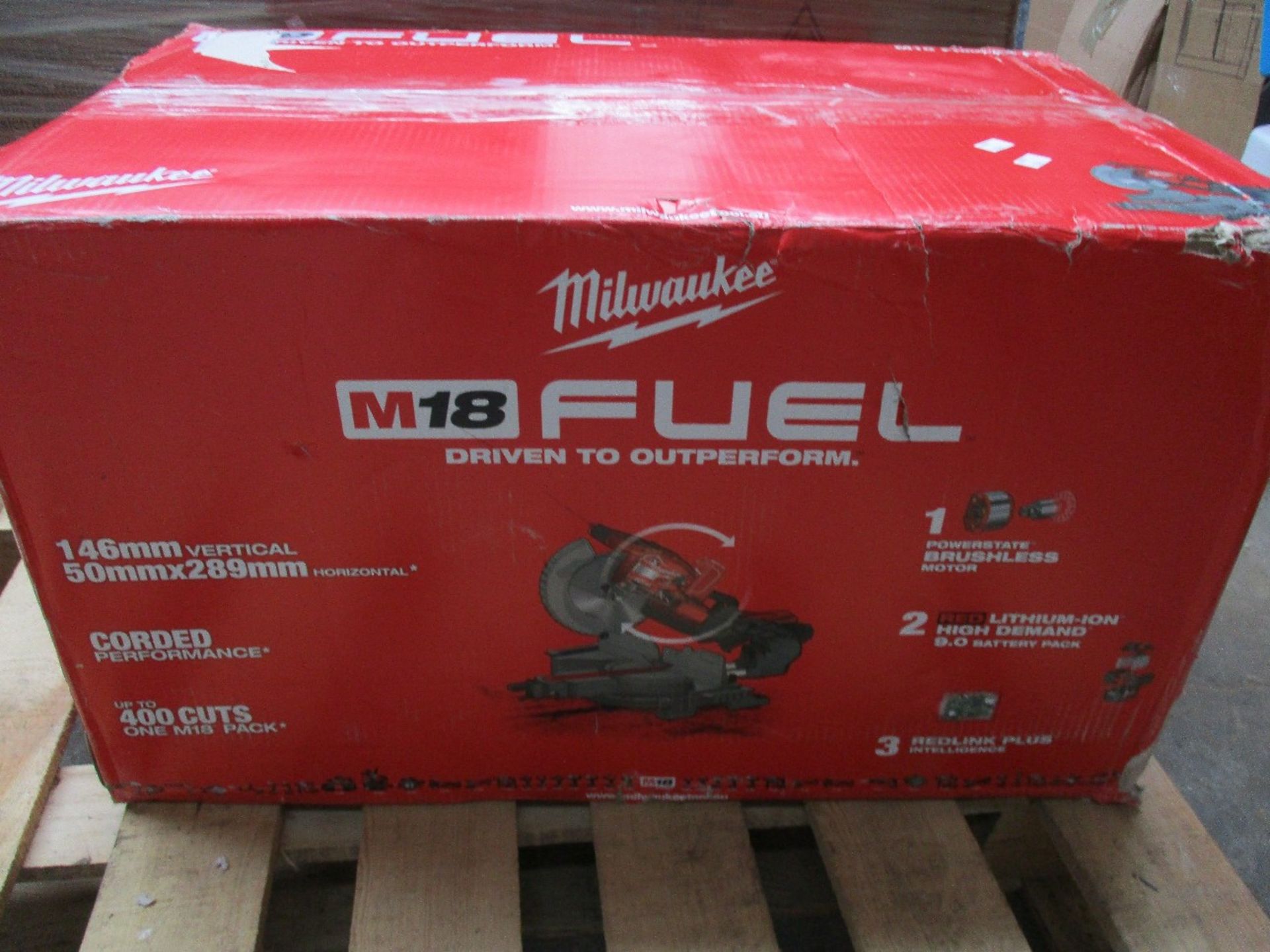 A boxed as new Milwaukee M18FMS254-0 18V Fuel 254mm Brushless Cordless Mitre Saw.