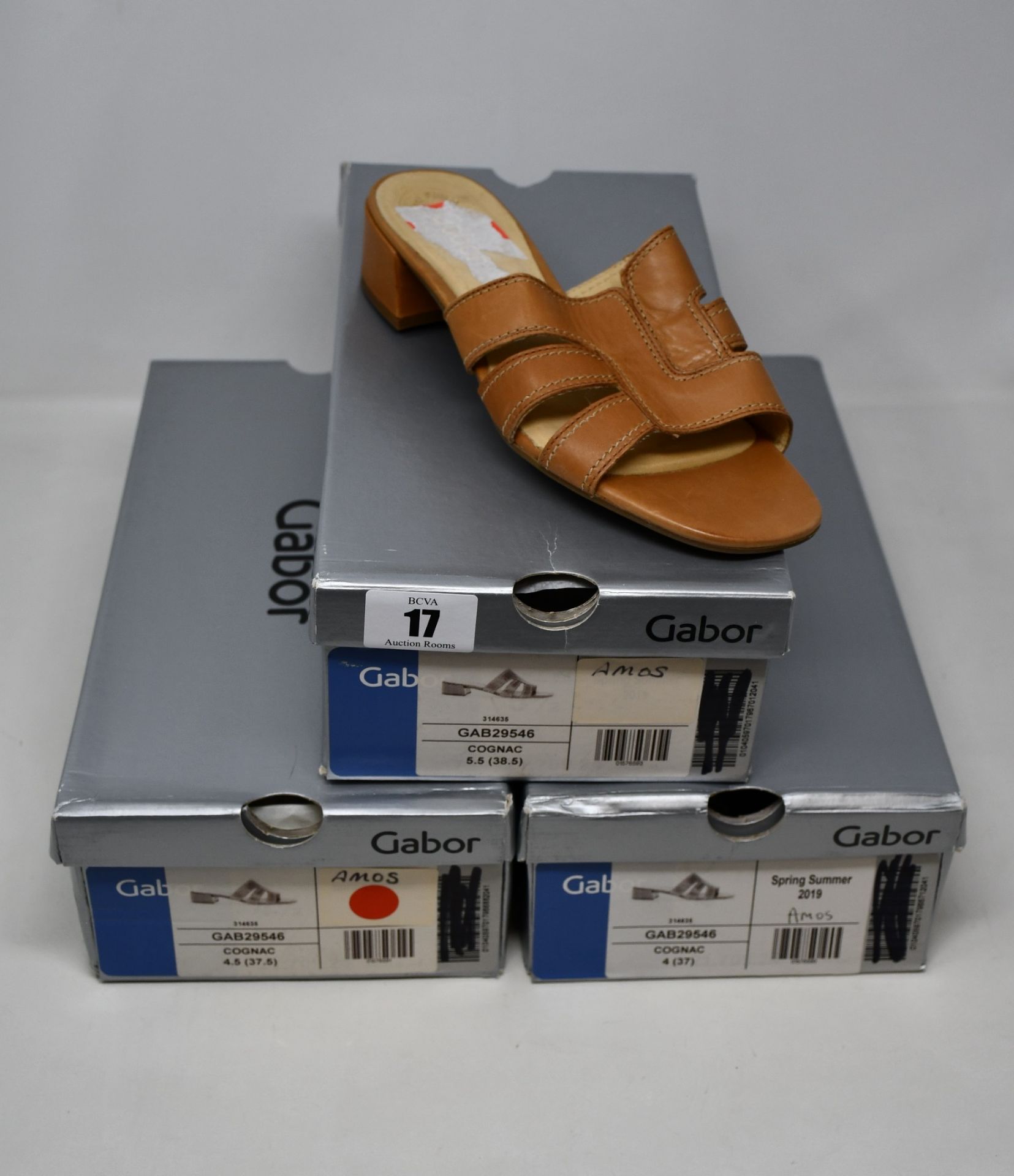 Three pairs of as new Gabor Amos sandals (UK 4, 4.5, 5.5).