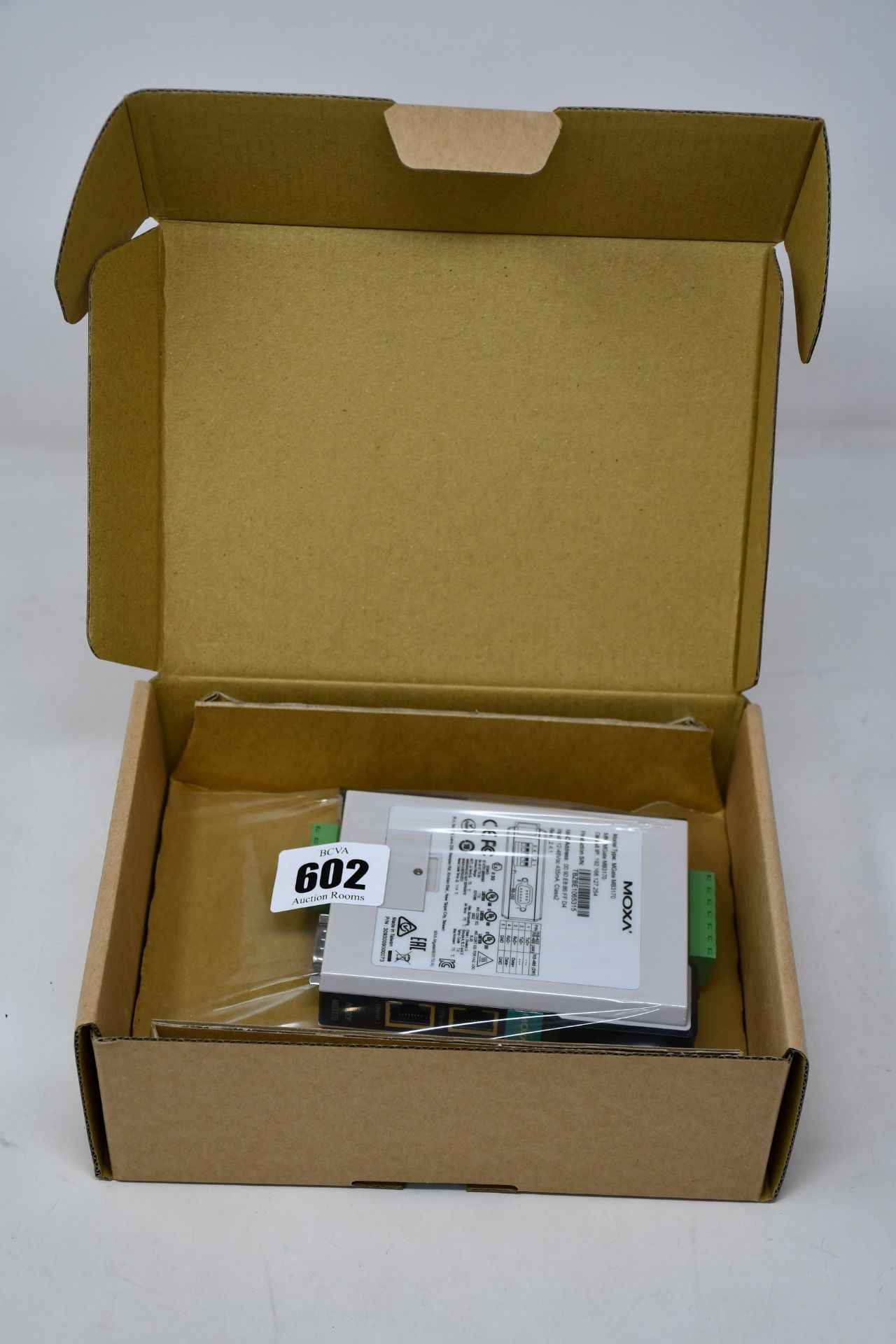 A boxed as new Moxa MGate MB3170 V2.4.1 Advanced Serial-to-Ethernet Modbus Gateway (P/N: