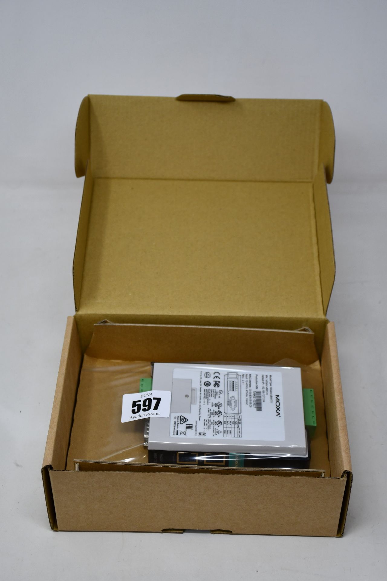 A boxed as new Moxa MGate MB3170 V2.4.1 Advanced Serial-to-Ethernet Modbus Gateway (P/N: