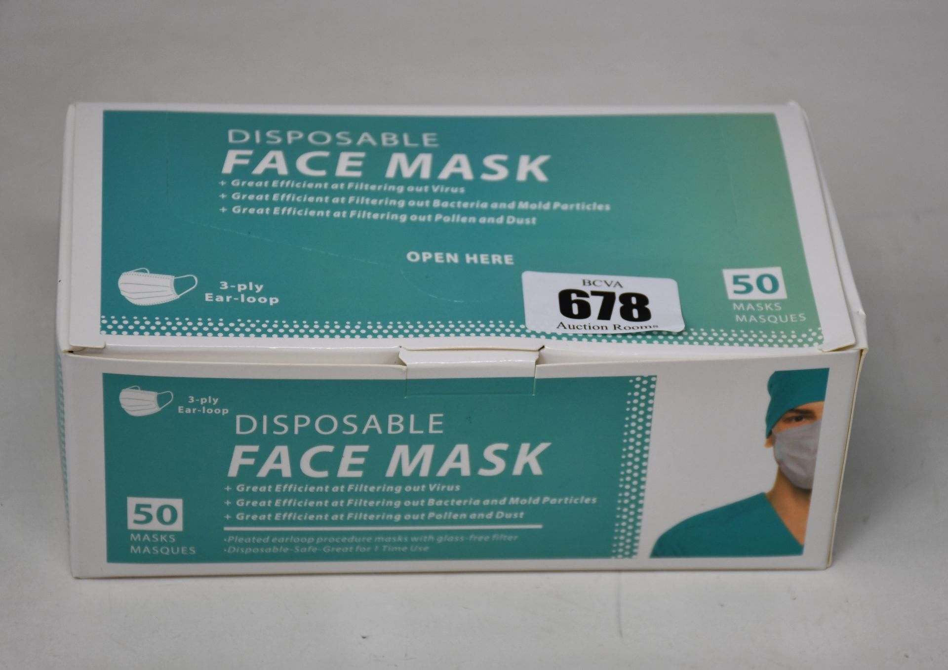 Two thousand boxed as new disposable face masks.