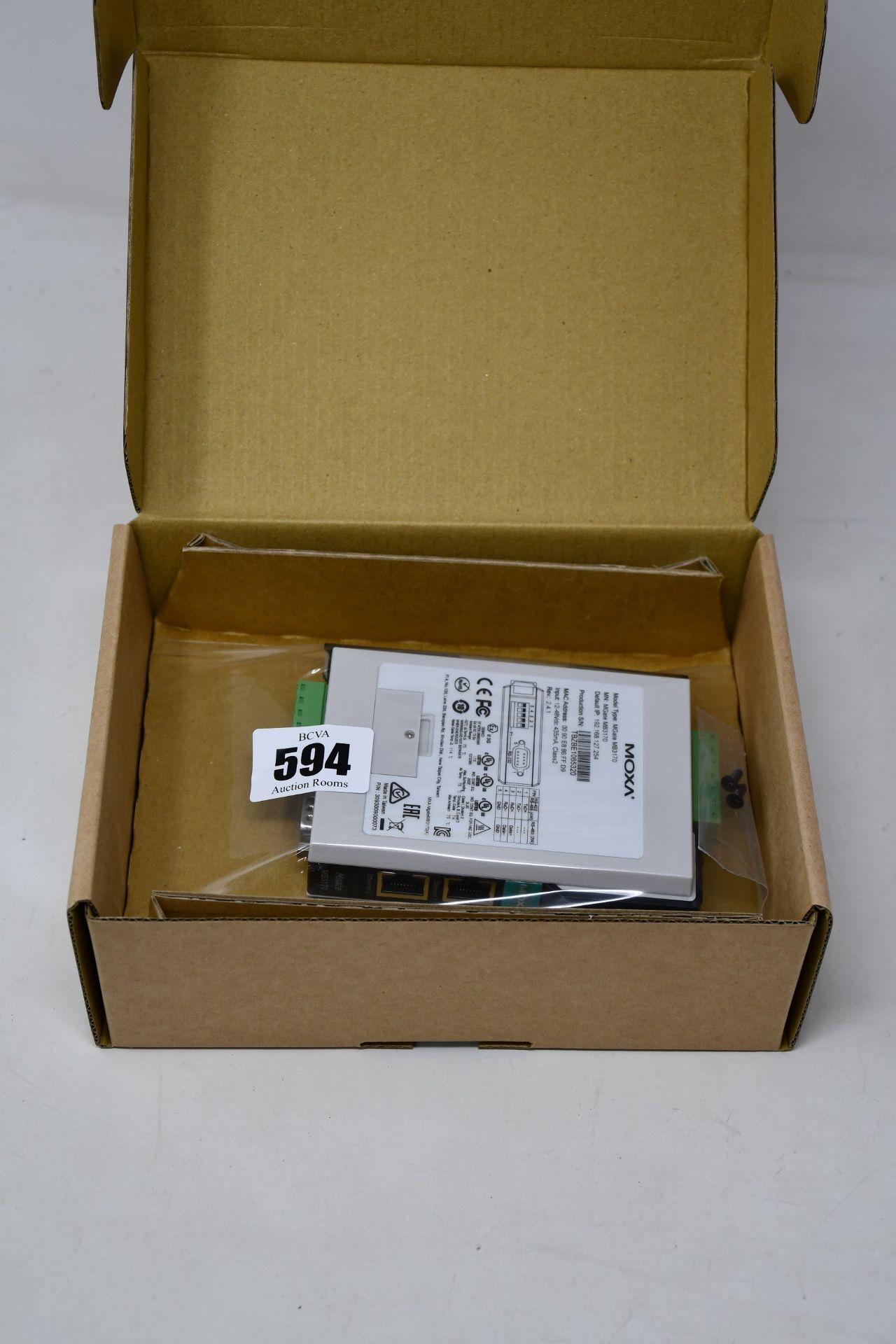 A boxed as new Moxa MGate MB3170 V2.4.1 Advanced Serial-to-Ethernet Modbus Gateway (P/N: