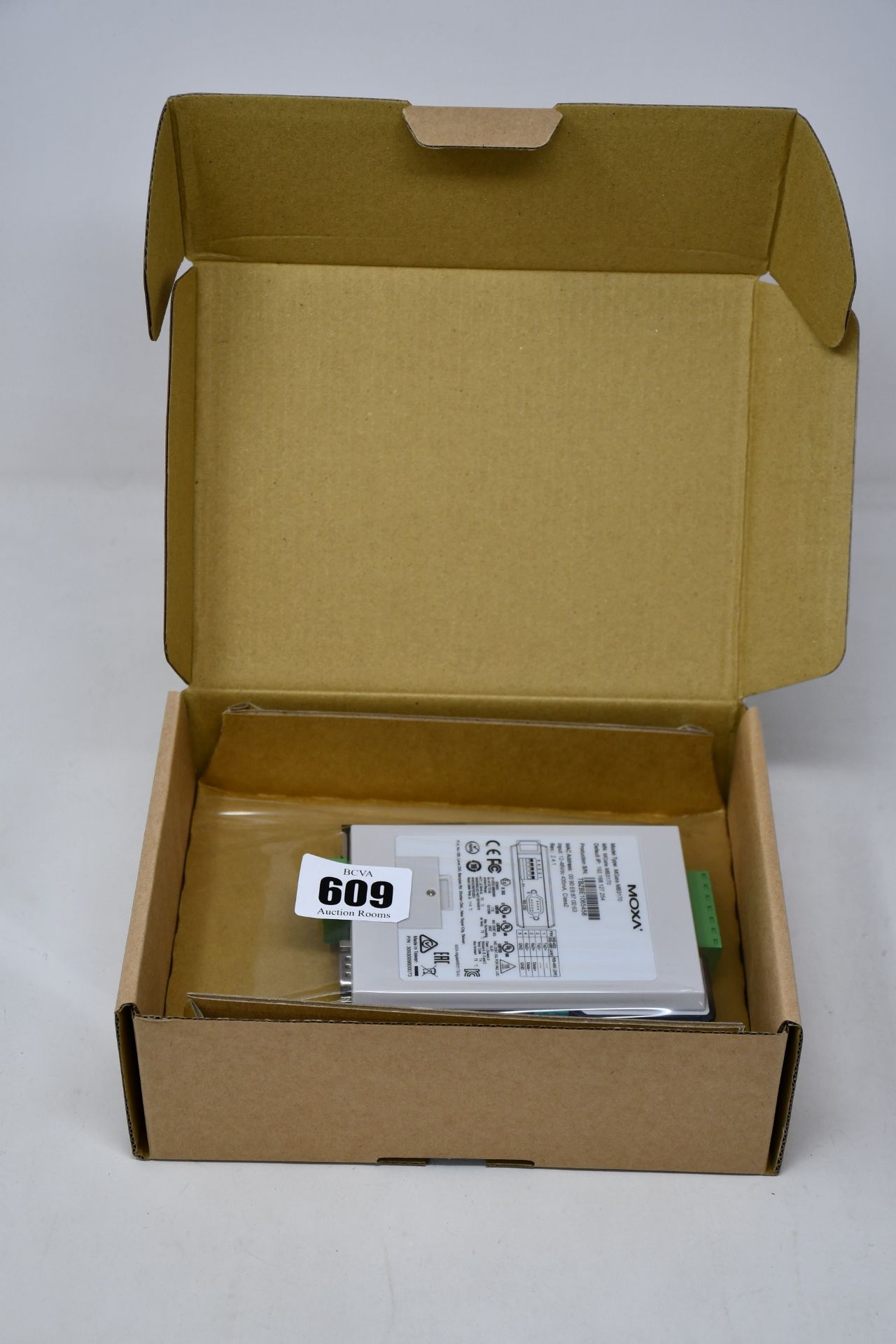 A boxed as new Moxa MGate MB3170 V2.4.1 Advanced Serial-to-Ethernet Modbus Gateway (P/N: