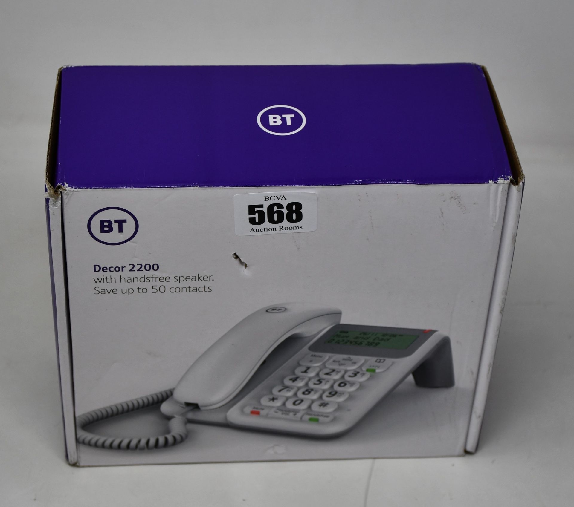 Five boxed BT Decor 2200 corded phones (With handsfree speakers).