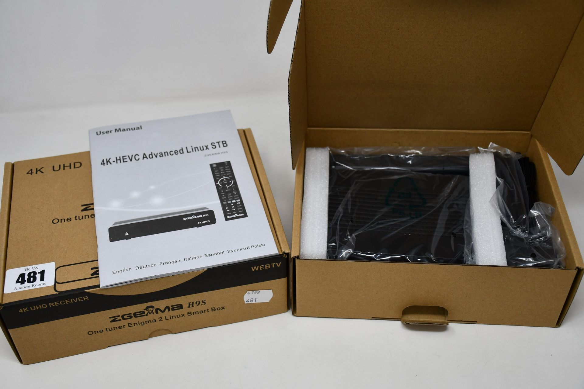 Two boxed as new ZGEMMA H9S 4K UHD multistream satellite receivers (One tuner Enigma 2 Linux Smart