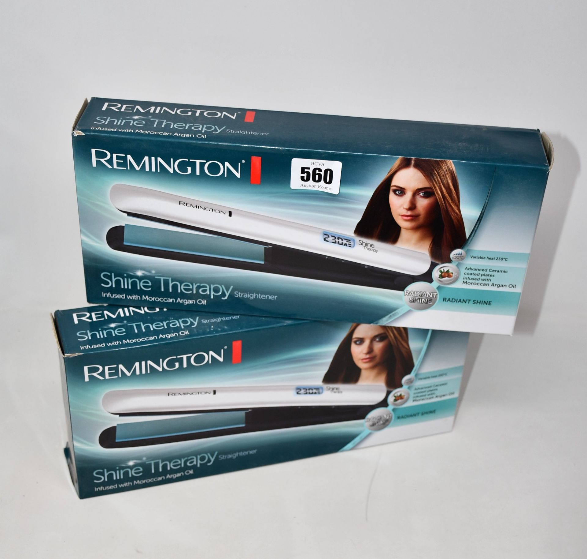 Nine boxed as new Remington Shine Therapy hair straighteners S8500.