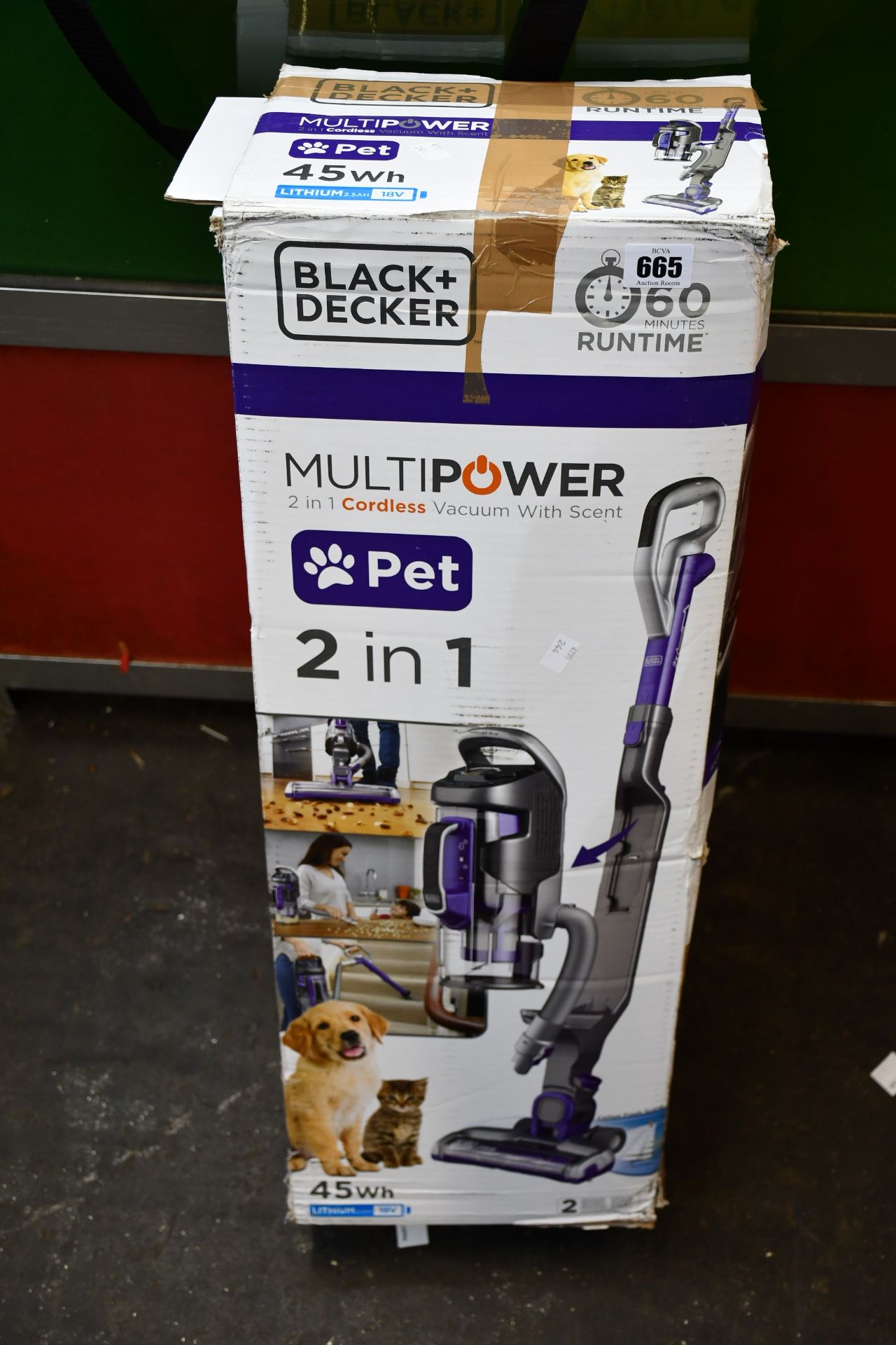 One boxed Black + Decker multipower pet cordless vacuum cleaner.