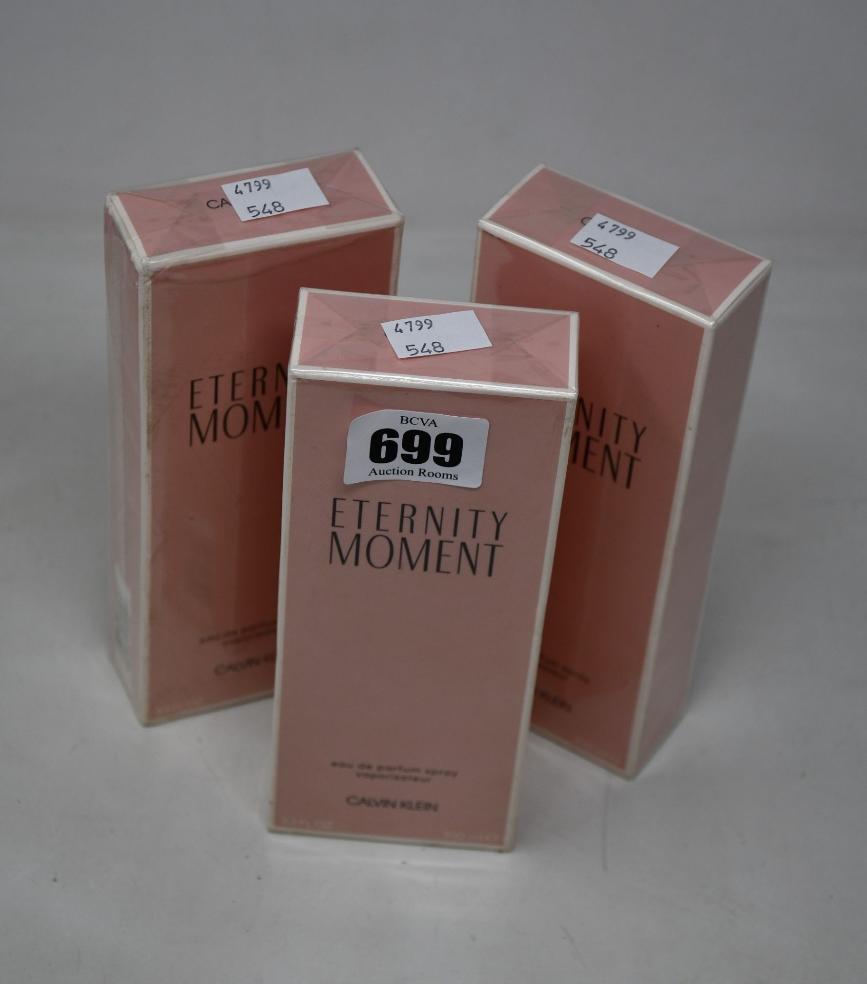 Six boxed as new Calvin Klein Eternity Moment eau de parfum (100ml).