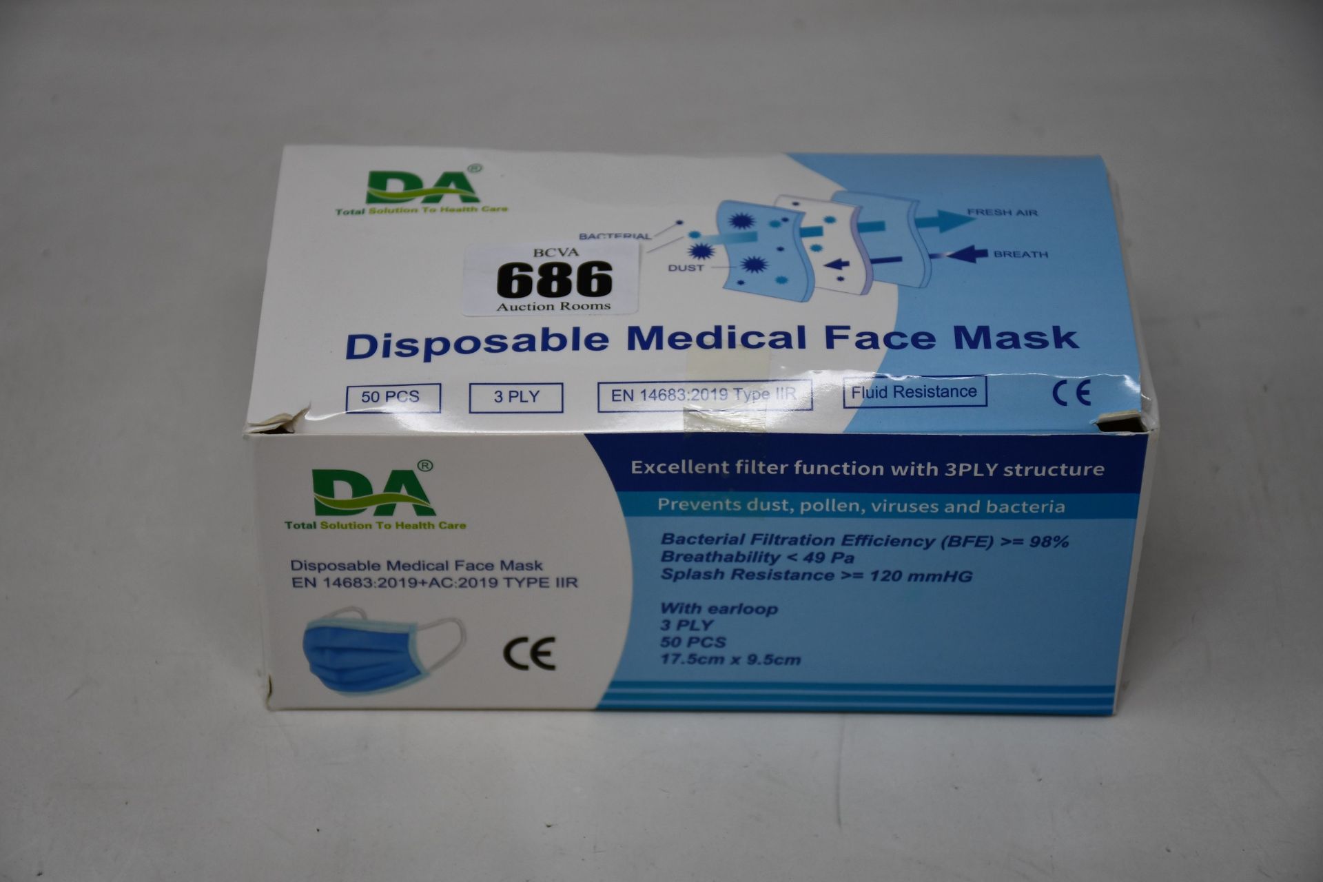 Two thousand boxed as new disposable face masks.