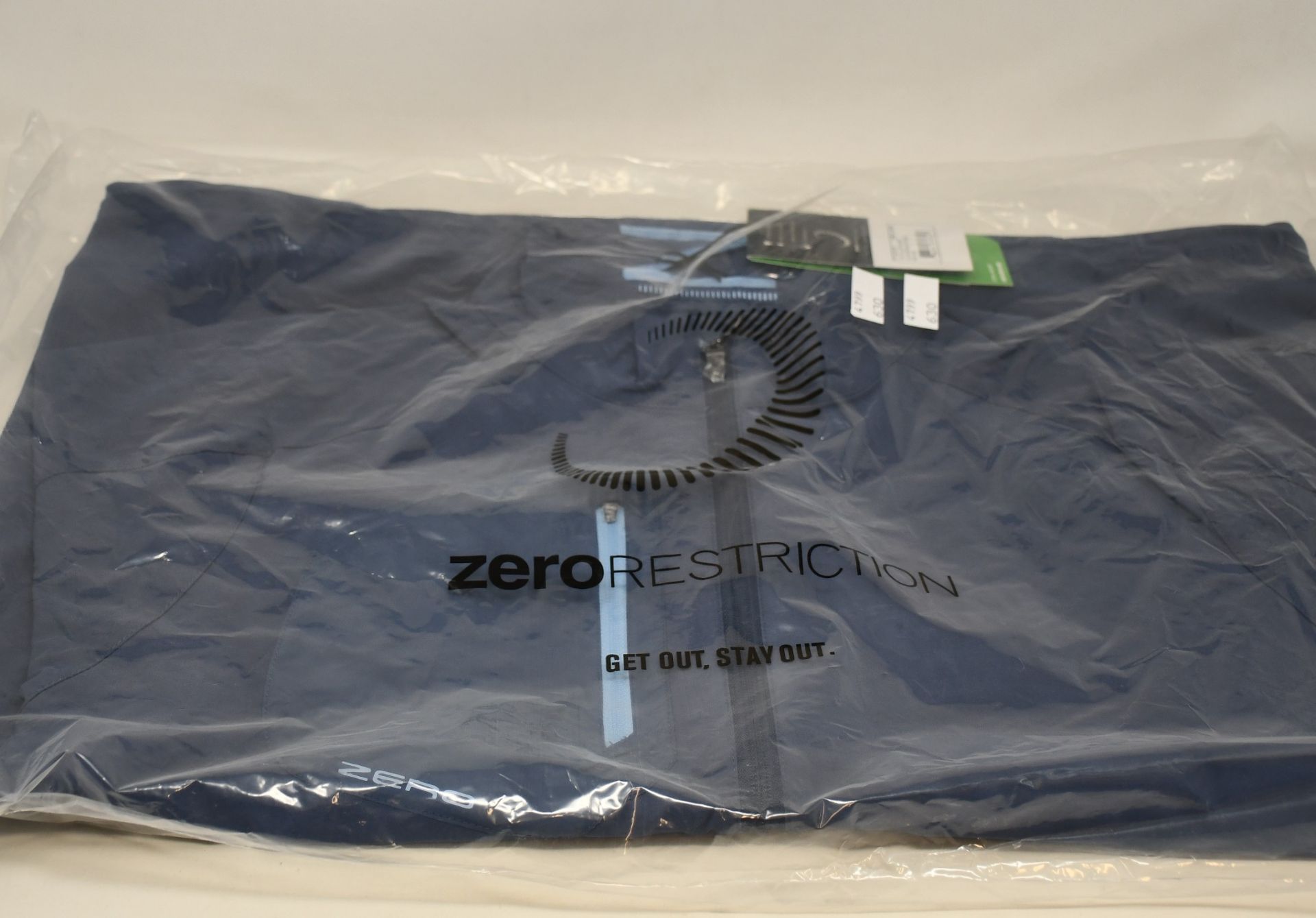 A men's as new Zero Restriction Z700 Full Zip Jacket in blue indigo (XX Large).