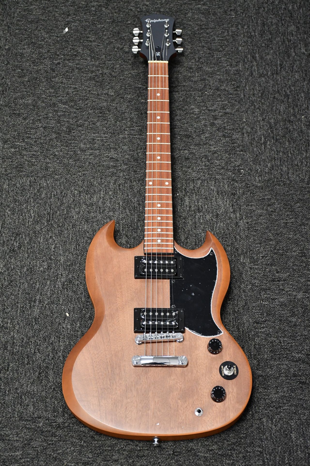 One boxed as new Epiphone SG Special VE electric guitar in vintage walnut.