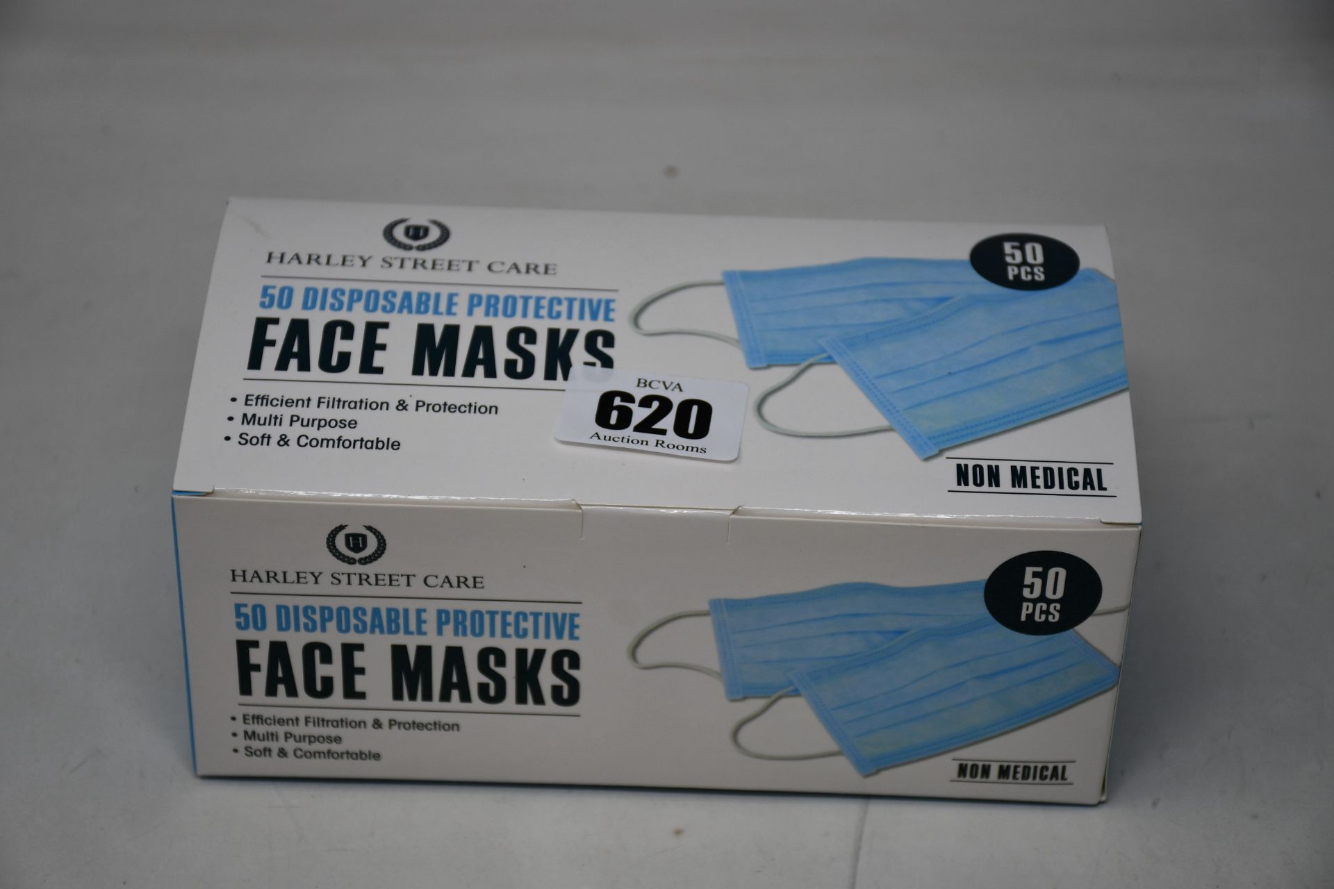 Two thousand five hundred boxed as new disposable face masks.