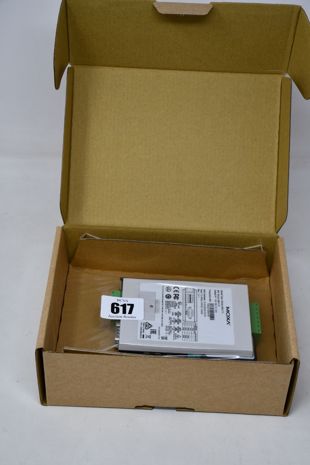 A boxed as new Moxa MGate MB3170 V2.4.1 Advanced Serial-to-Ethernet Modbus Gateway (P/N: