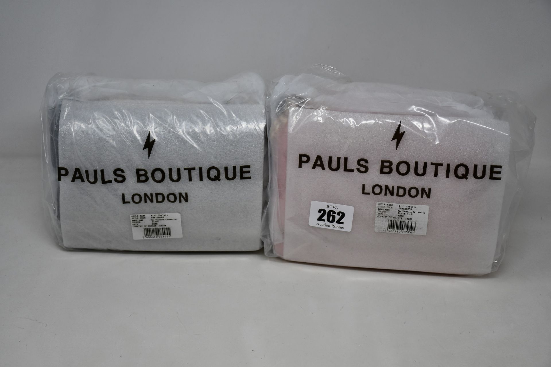 Four as new Pauls Boutique Mini Christy bags (Two black, two dusty pink).