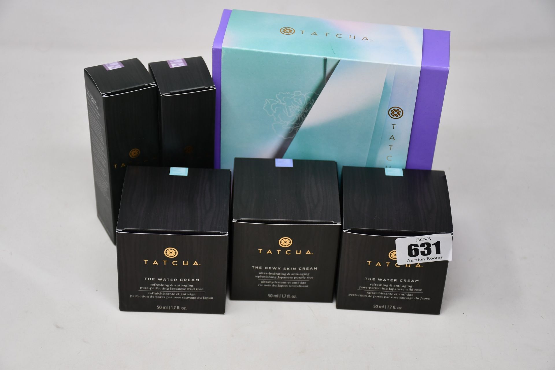 A quantity of boxed as new Tatcha cosmetics: The Starter Ritual (balancing & anti-aging set), two