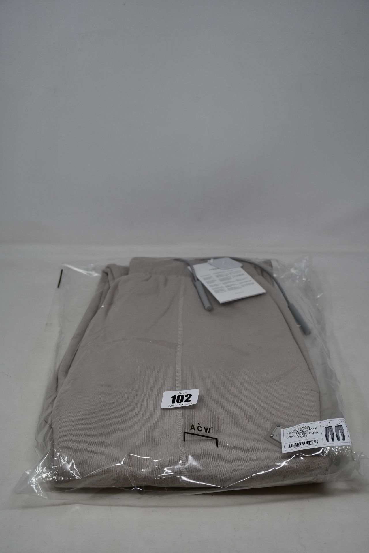 A pair of as new A-Cold-Wall (ACW) cotton loop back contour line panel pant in cement (S - RRP £