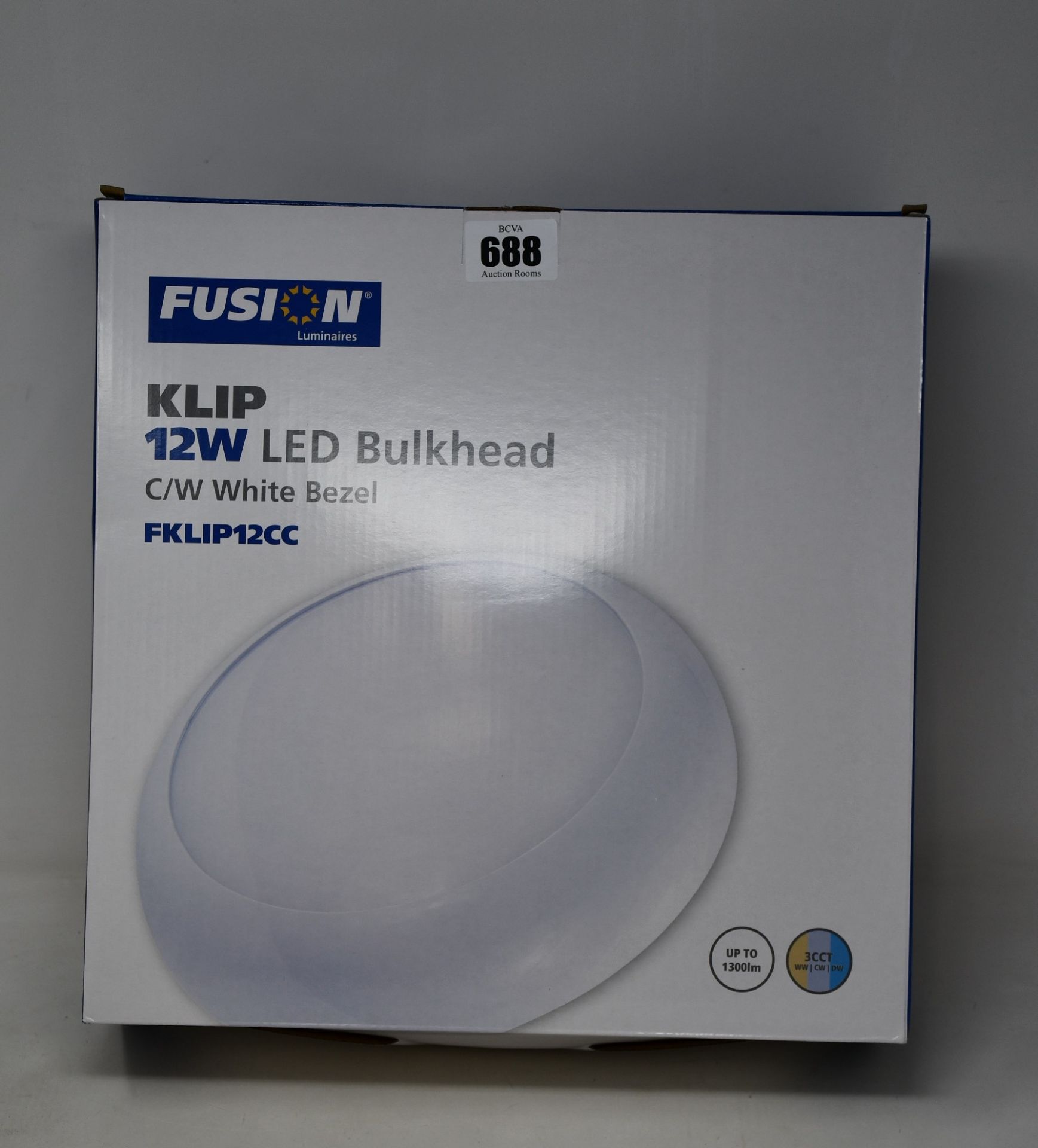 Eight boxed as new Fusion KLIP 12W LED Bulkheads FKLIP12CC (C/W white bezel).