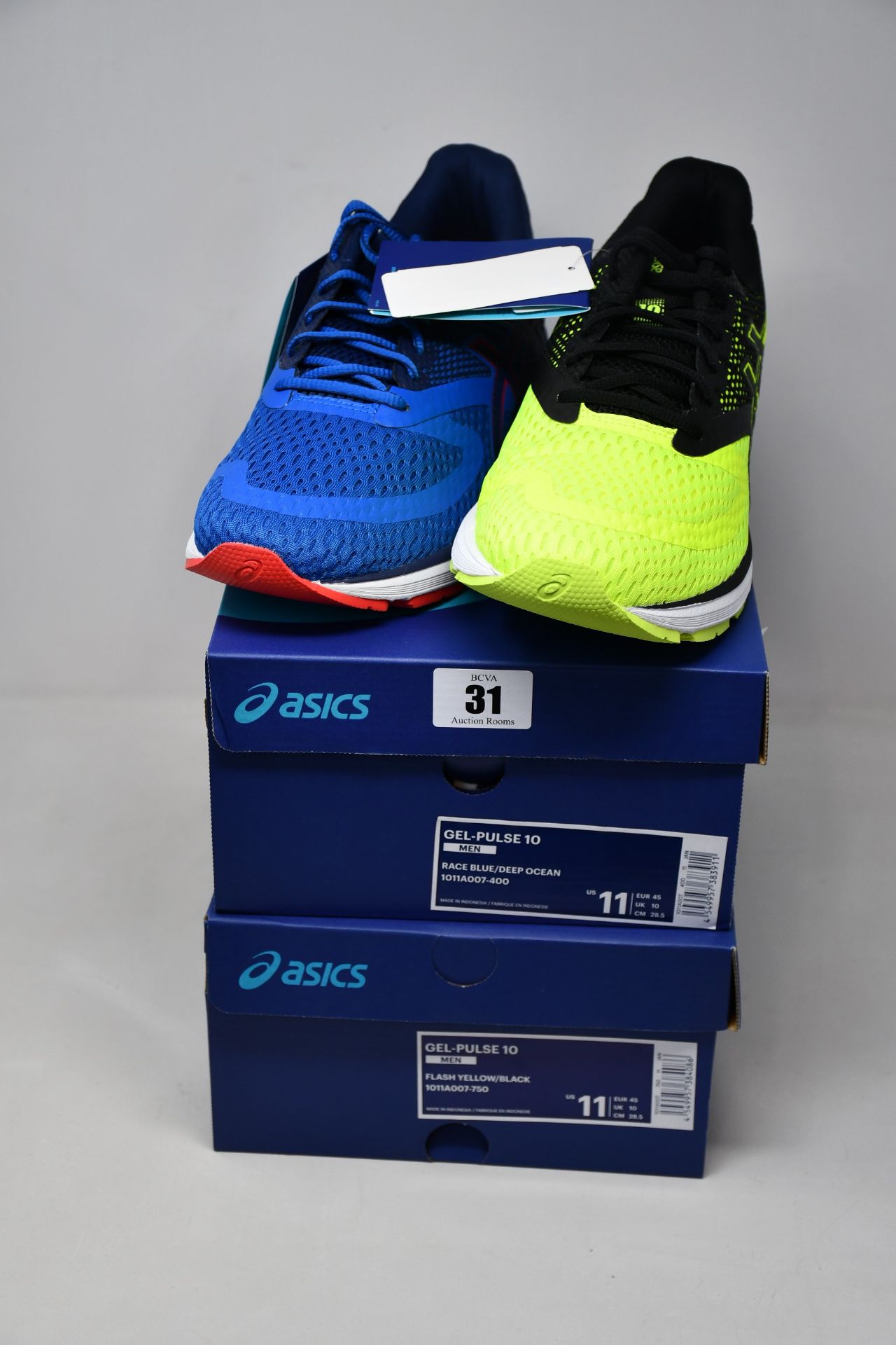 Two pairs of as new Asics Gel-Pulse 10 trainers (UK 10).