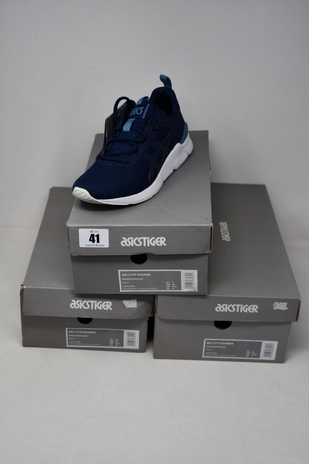 Three pairs of as new Asics Tiger Gel-Lyte Runner trainers (UK 3, 4.5, 6).