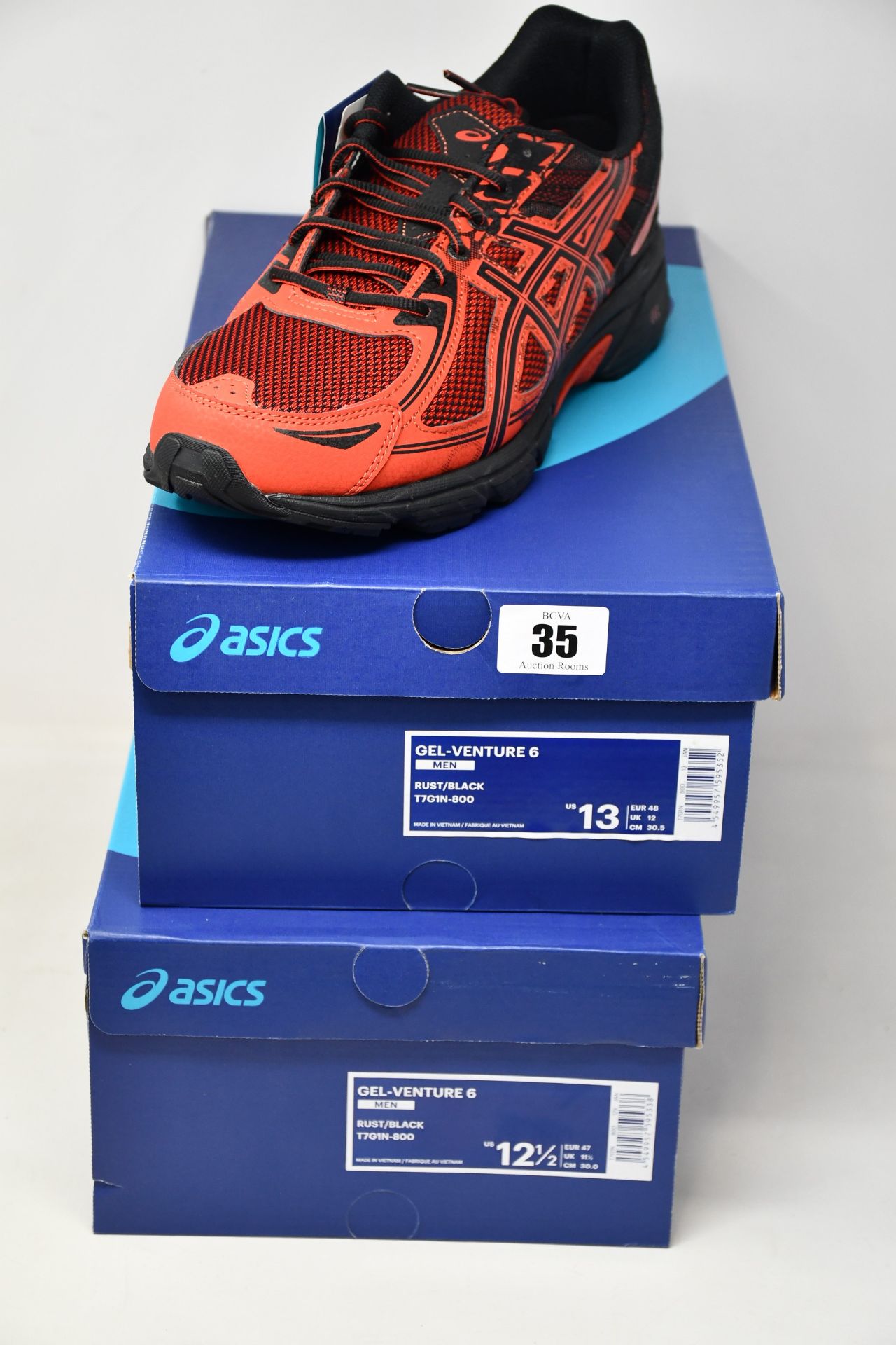 Two pairs of as new Asics Gel-Venture 6 trainers (UK 11.5, 12).