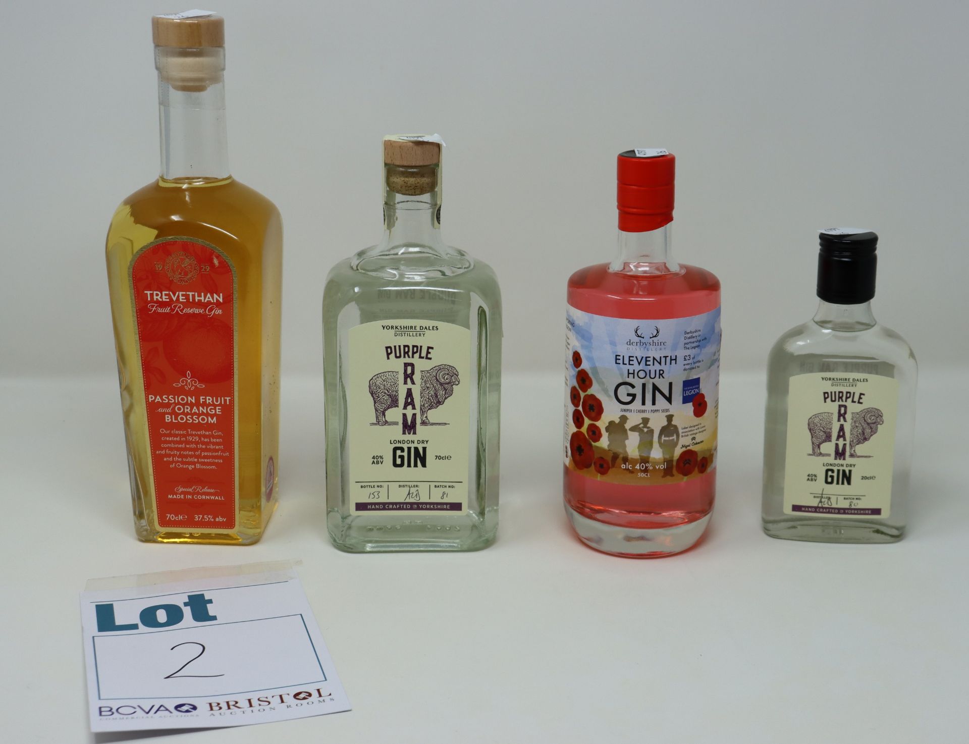 An assortment of gin to include two bottles of Trevethan fruit reserve gin (70cl), two bottles of