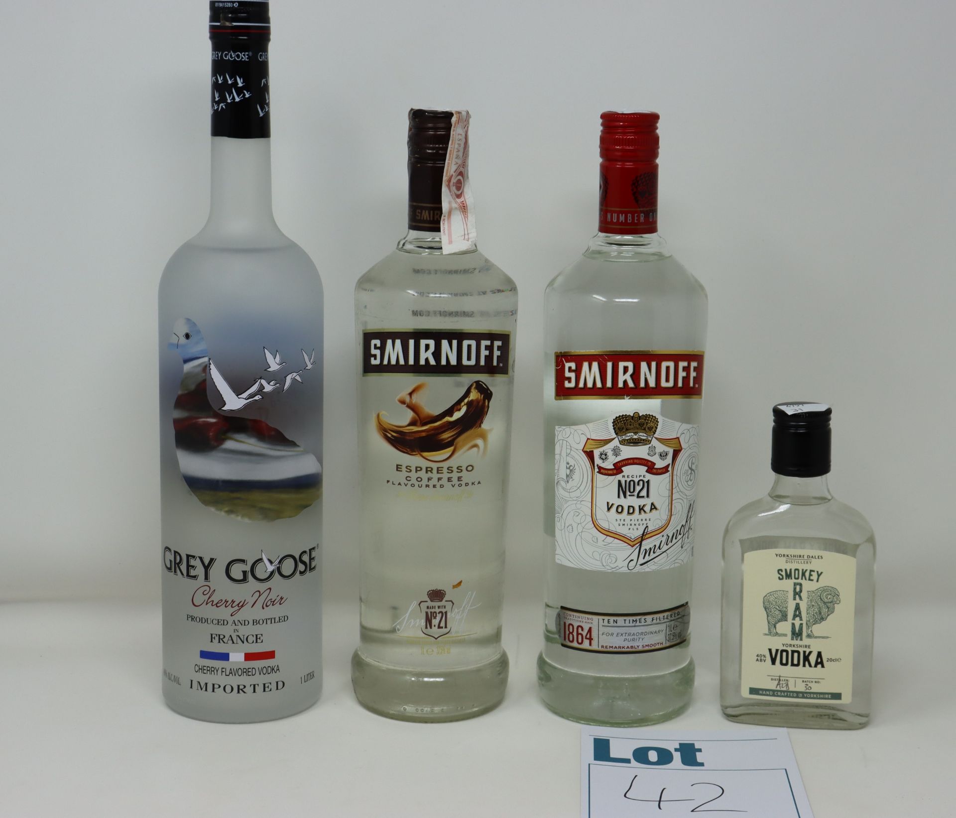 A quantity of assorted vodka to include Grey Goose cherry noir (1L), Smirnoff Espresso coffee