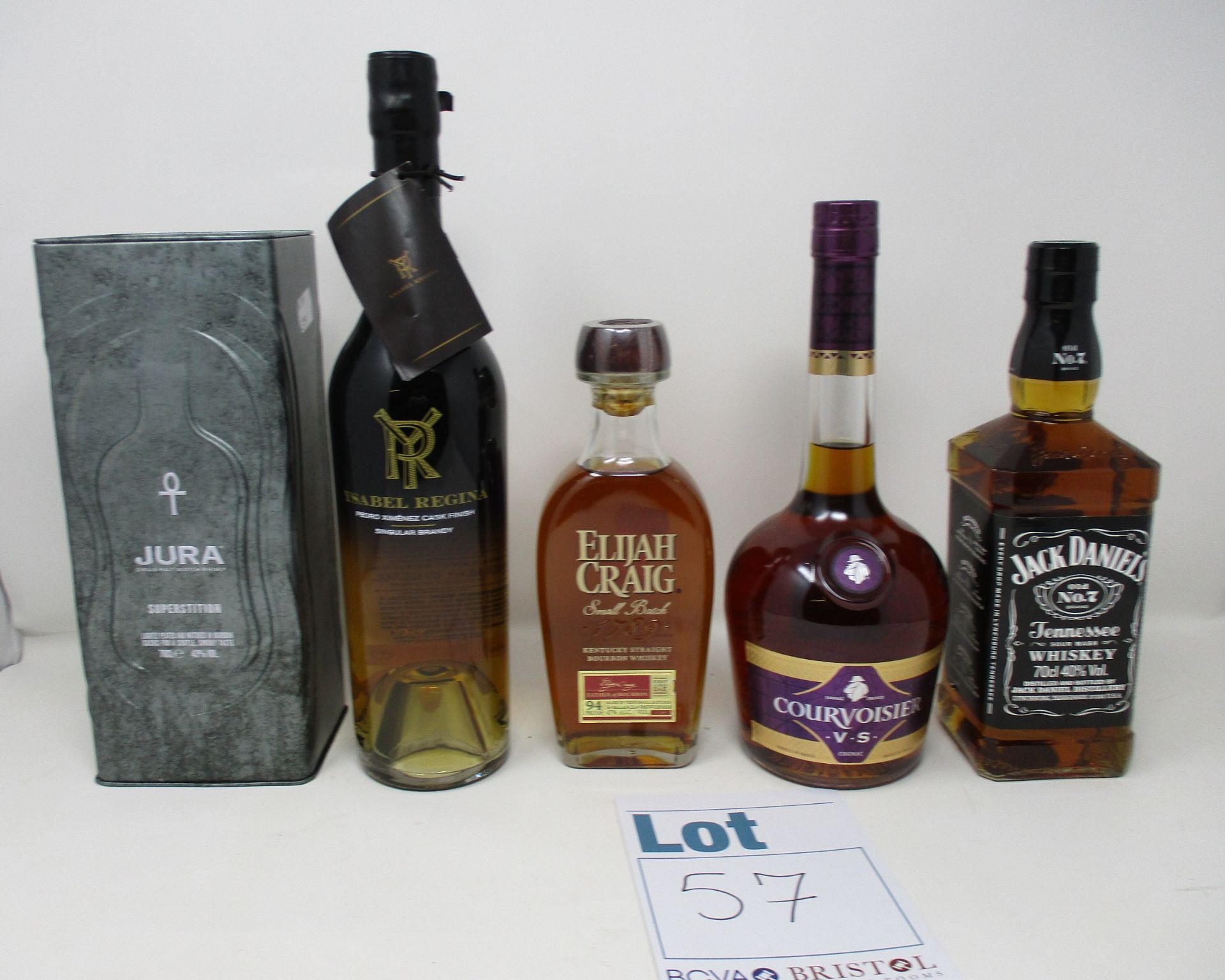 A Ysabel Regina Pedro Ximenez Cask Finish Singular Brandy, a Courvoisier VS Cognac (70cl), a Jura
