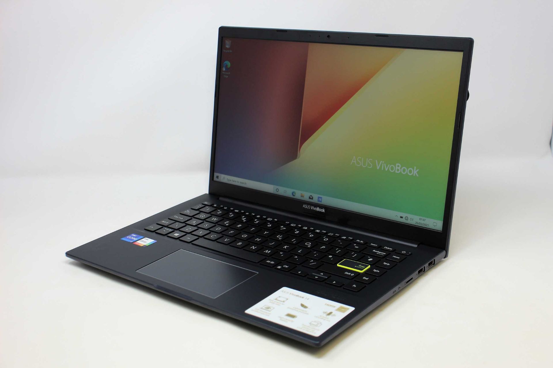 A boxed as new ASUS VivoBook X413EA 14" Full HD Laptop in Bespoke Black with Intel Core i7-1165G7