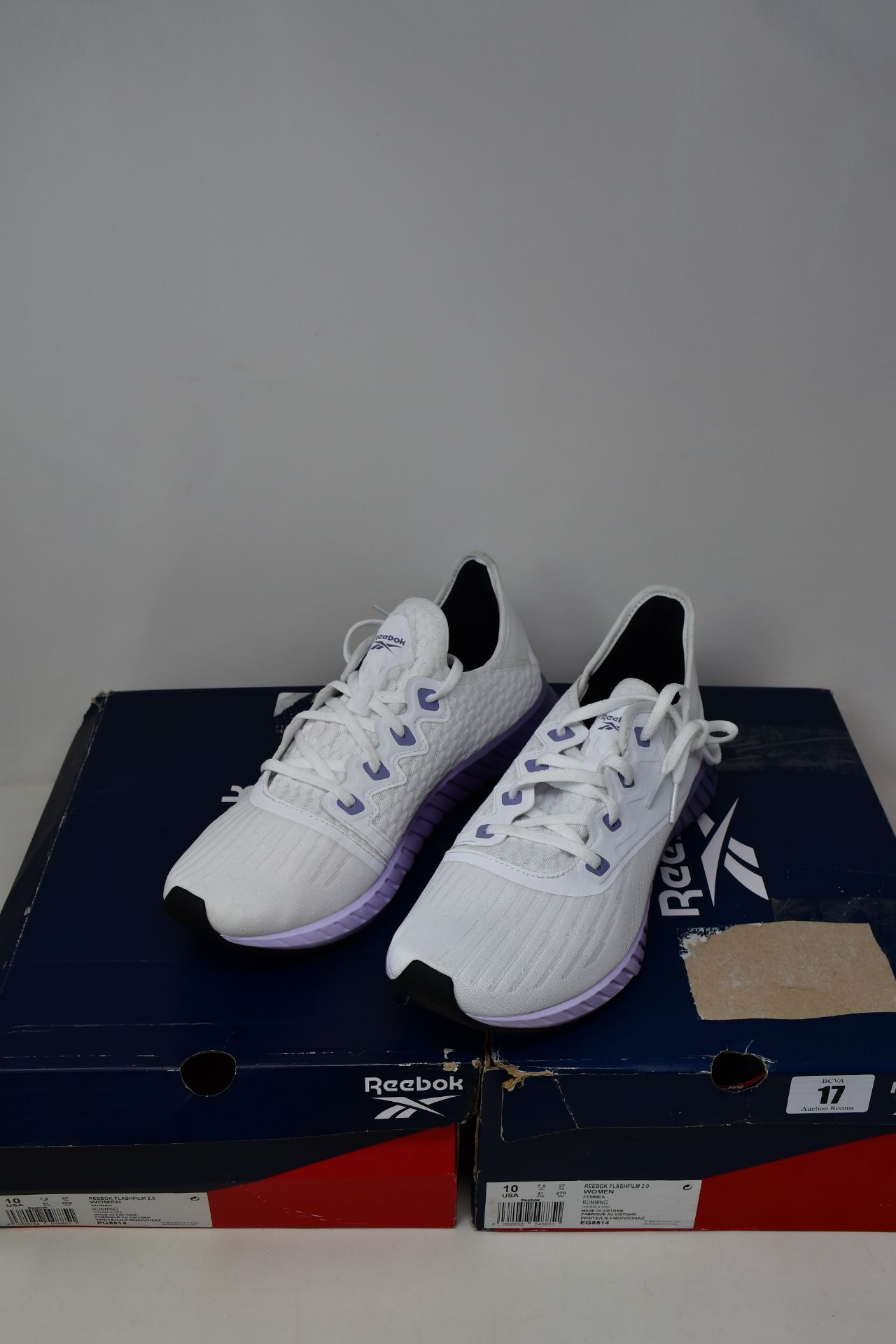 Two pairs of women's as new Reebok Flashfilm 2.0 running trainers (UK 7.5).