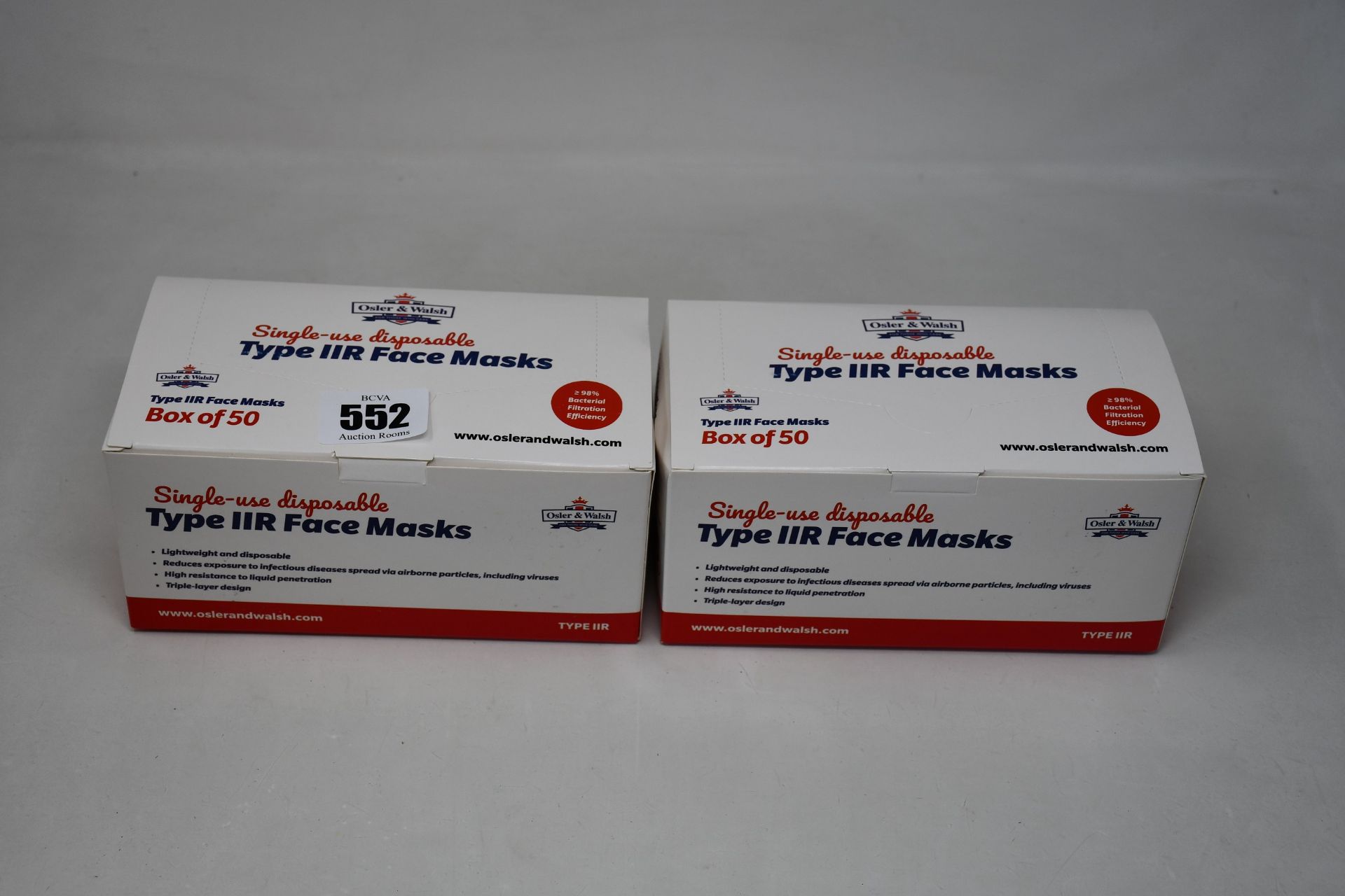 Two thousand boxed as new single-use disposable face masks.