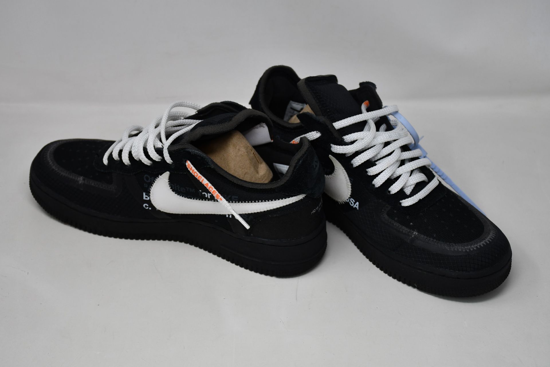 A pair of as new Nike X Off-White The 10th: Air Force 1 low sneakers (UK 8 - No box).