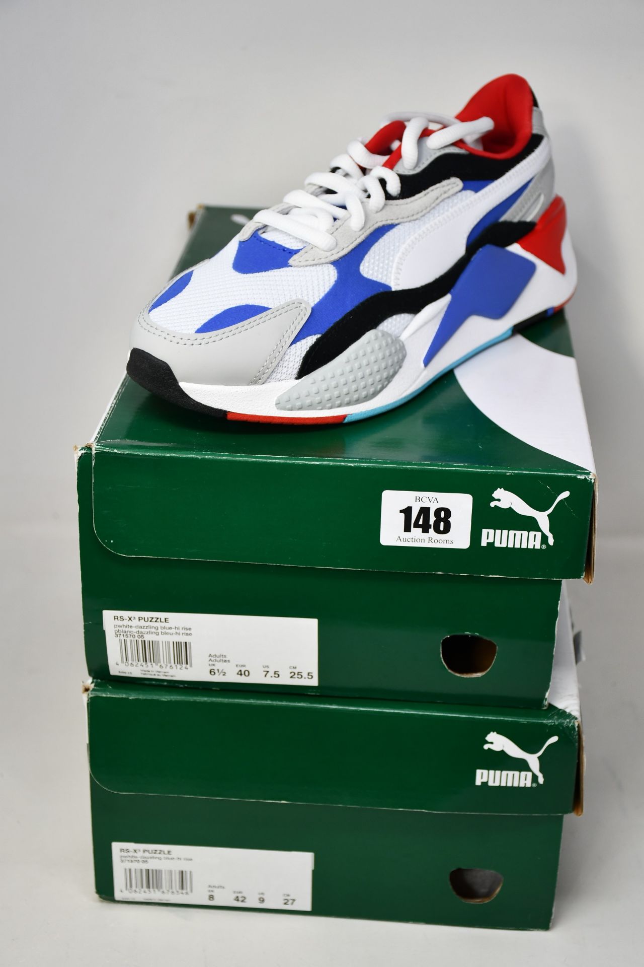 Two pairs of as new Puma RS-X3 Puzzle trainers (UK 6.5, 8).