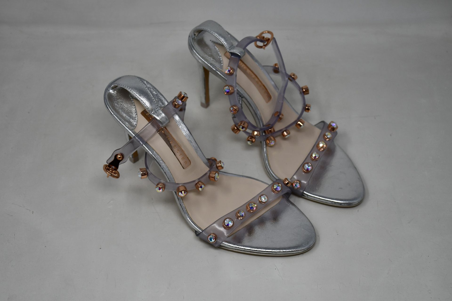 A pair of Sophie Webster silver gem studded shoes (EU 37, Possibly ex-display - No box).