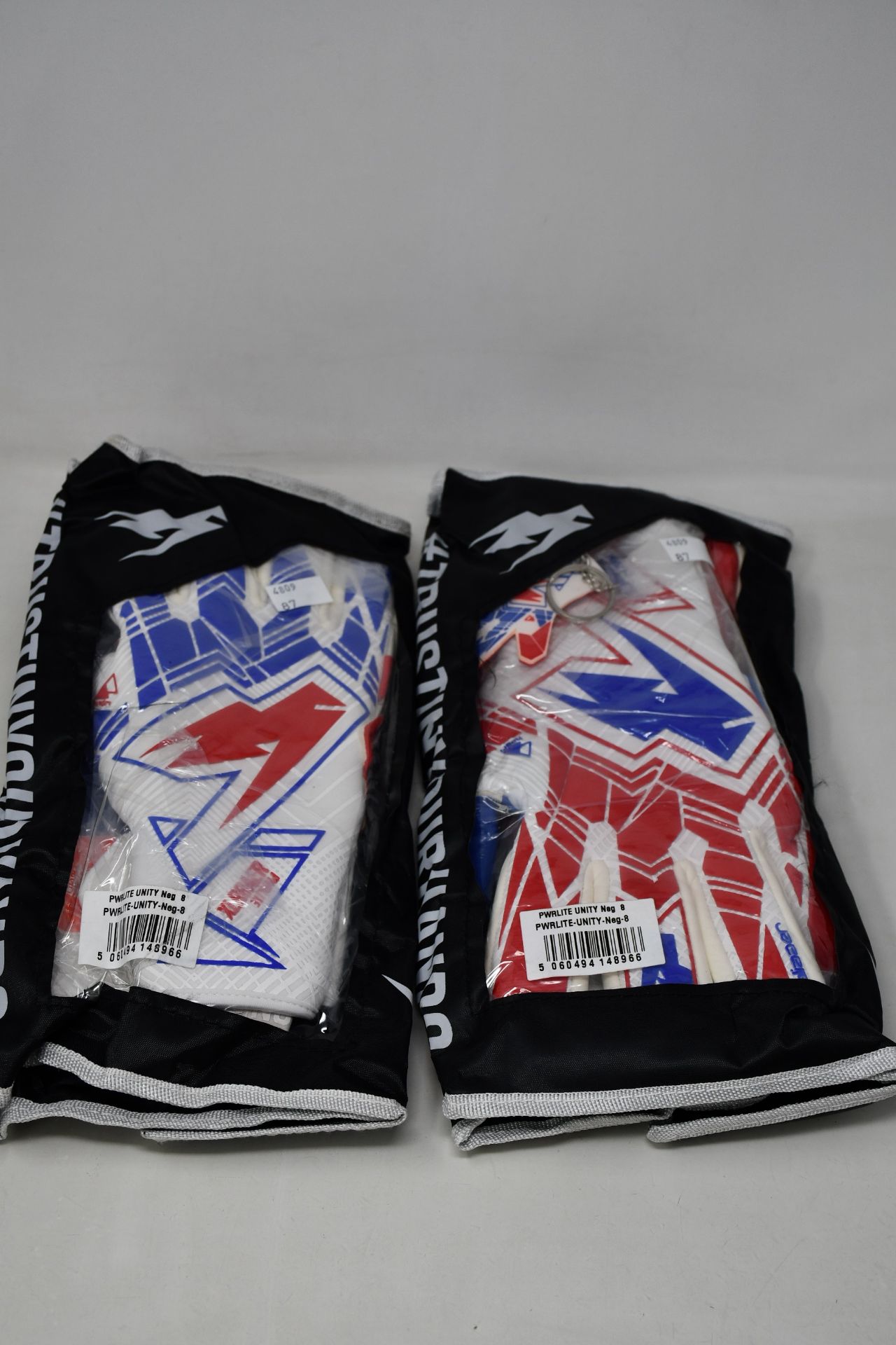 Three pairs of as new Kaliaaer PWRLITE UNITY Negative goal keeper gloves (Size 8).