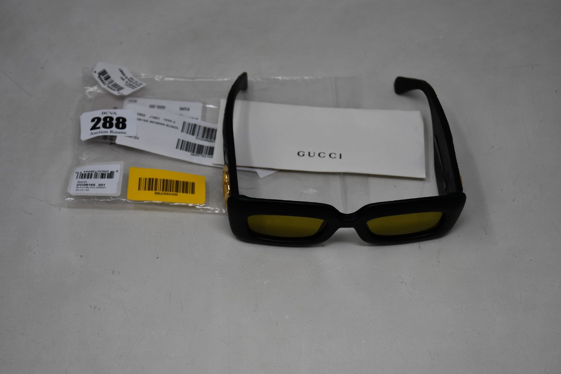 A pair of ladies as new Gucci GG0816S 001 sunglasses in black leather (No case).