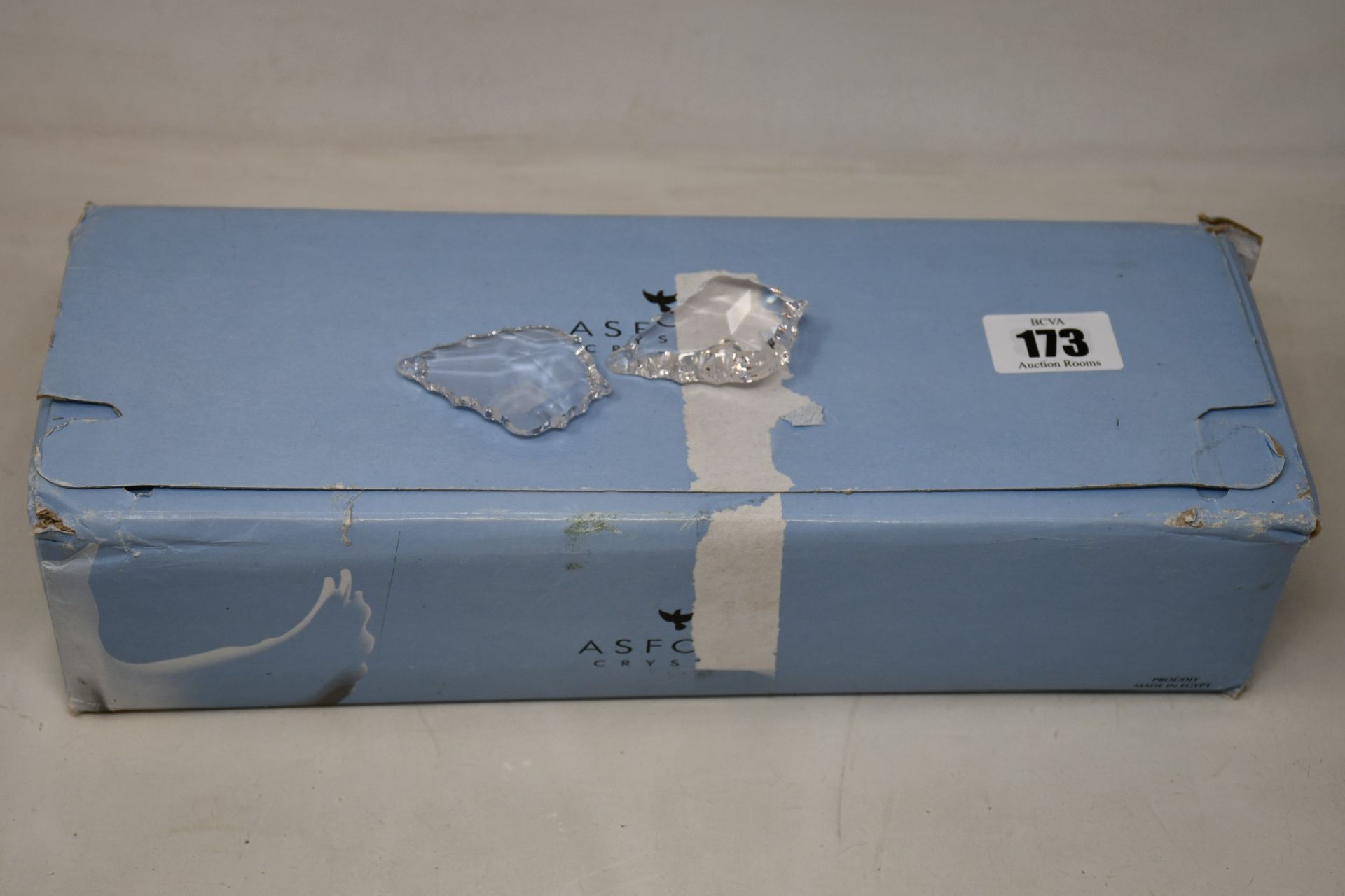 A box of eighty Asfour Crystal 63mm French Cut Chandelier Clear Crystal Prisms (Damage to outer