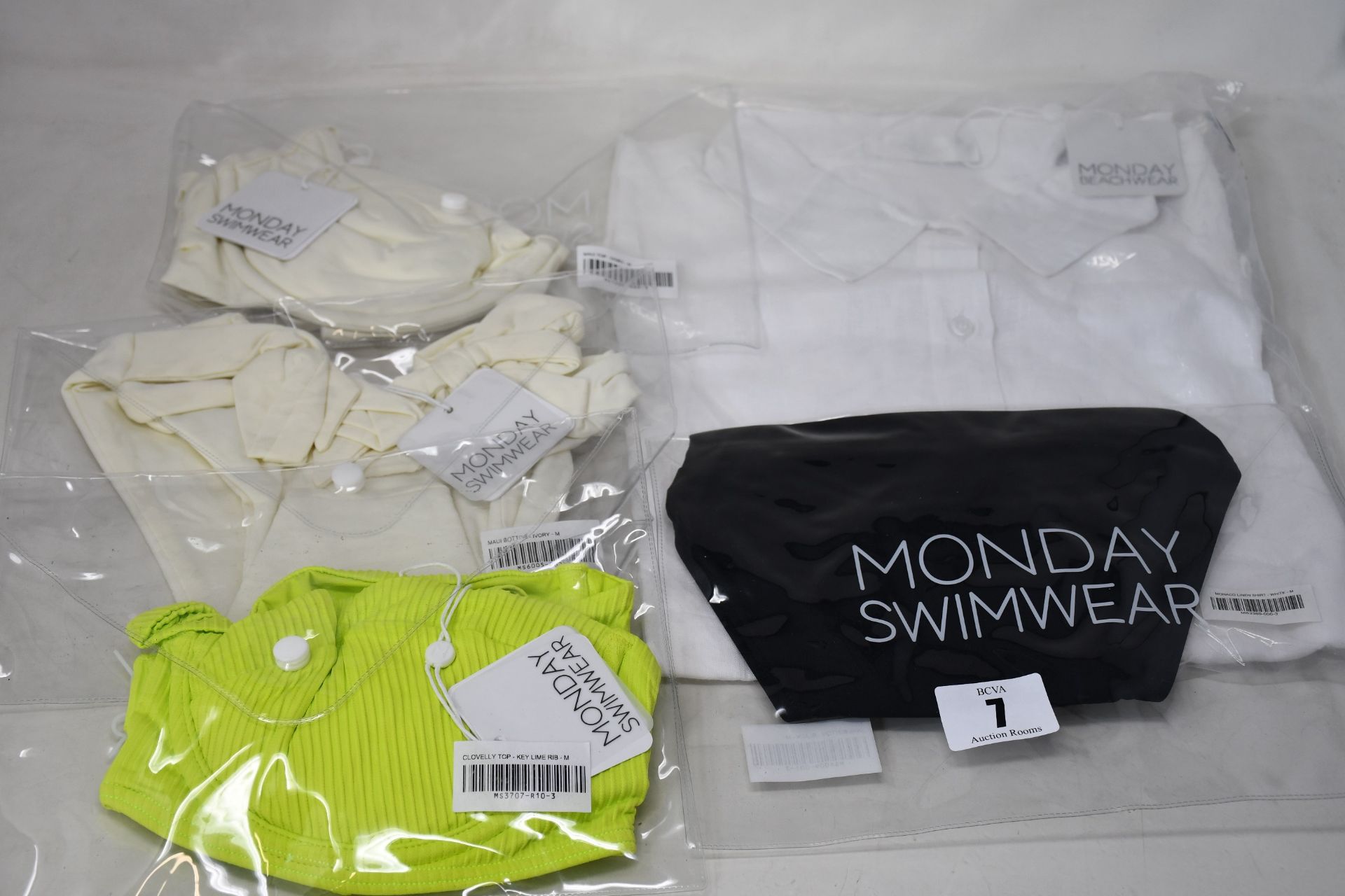 Eight items of as new Monday Swimwear; Riviera bottom (M - RRP £45), Maui bottom (M - RRP £43),
