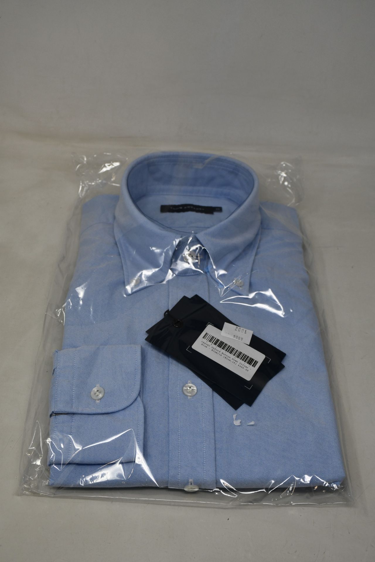 An as new Thom Sweeney casual Oxford button down collar blue shirt (16.5” - RRP £260).