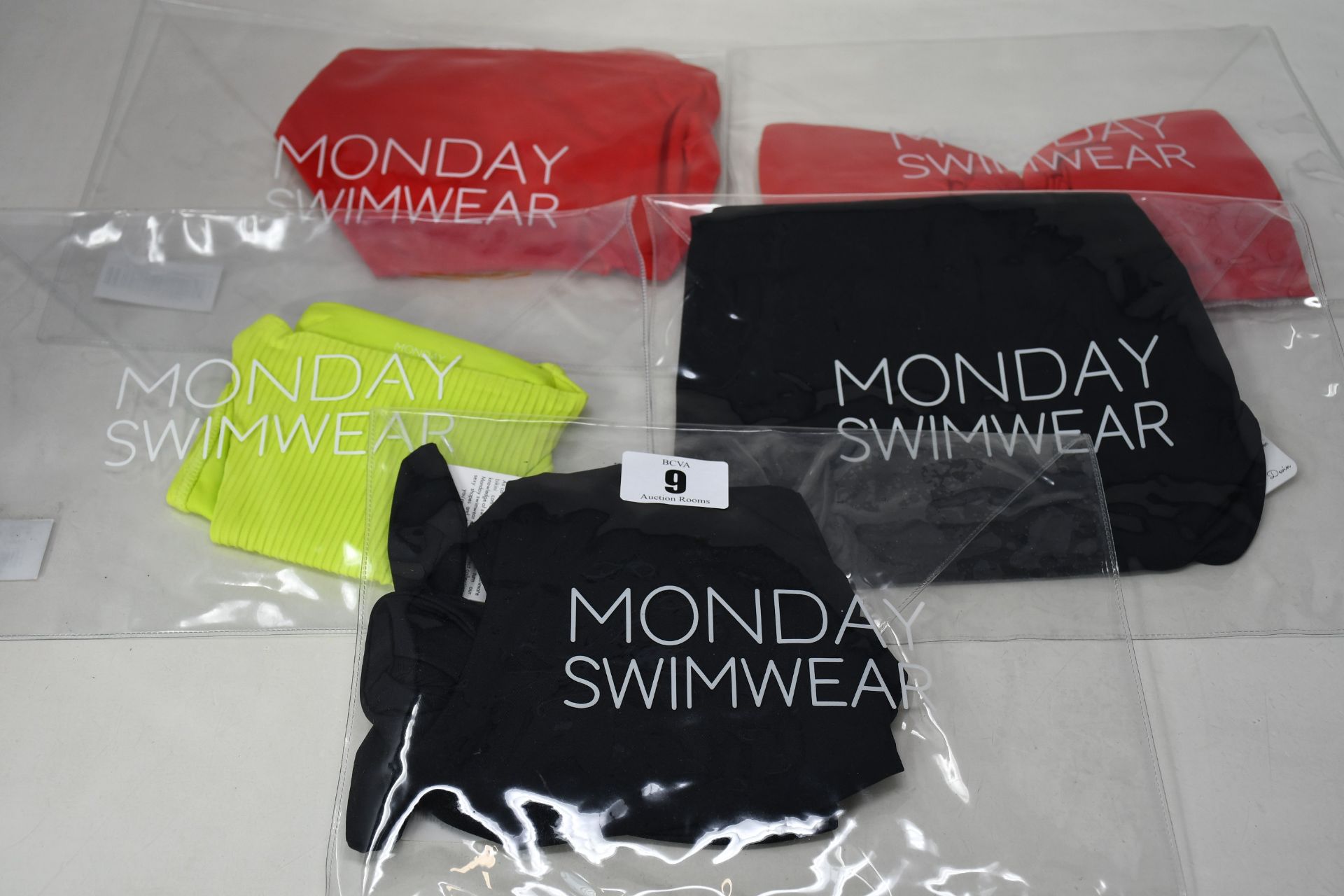 Five items of as new Monday Swimwear; Le Marais bottom (Size P - UK 4/6 - RRP £42), Costa Rica