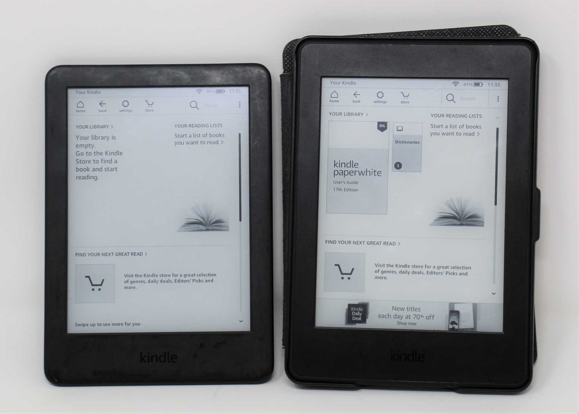 A pre-owned Amazon Kindle 10th Gen E-Reader in Black (M/N: J9G29R) (Some cosmetic scratches to