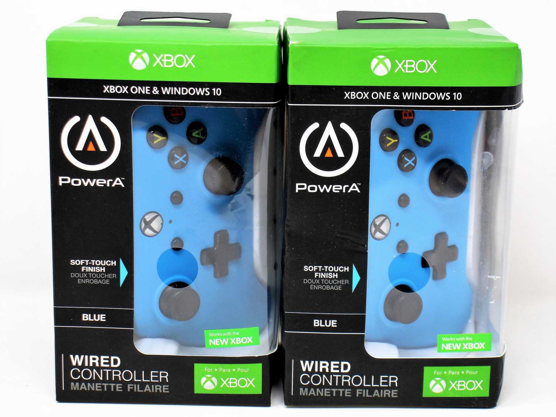 Two boxed as new PowerA Wired Controllers for Xbox One & Windows 10 in Blue (Boxes sealed, some