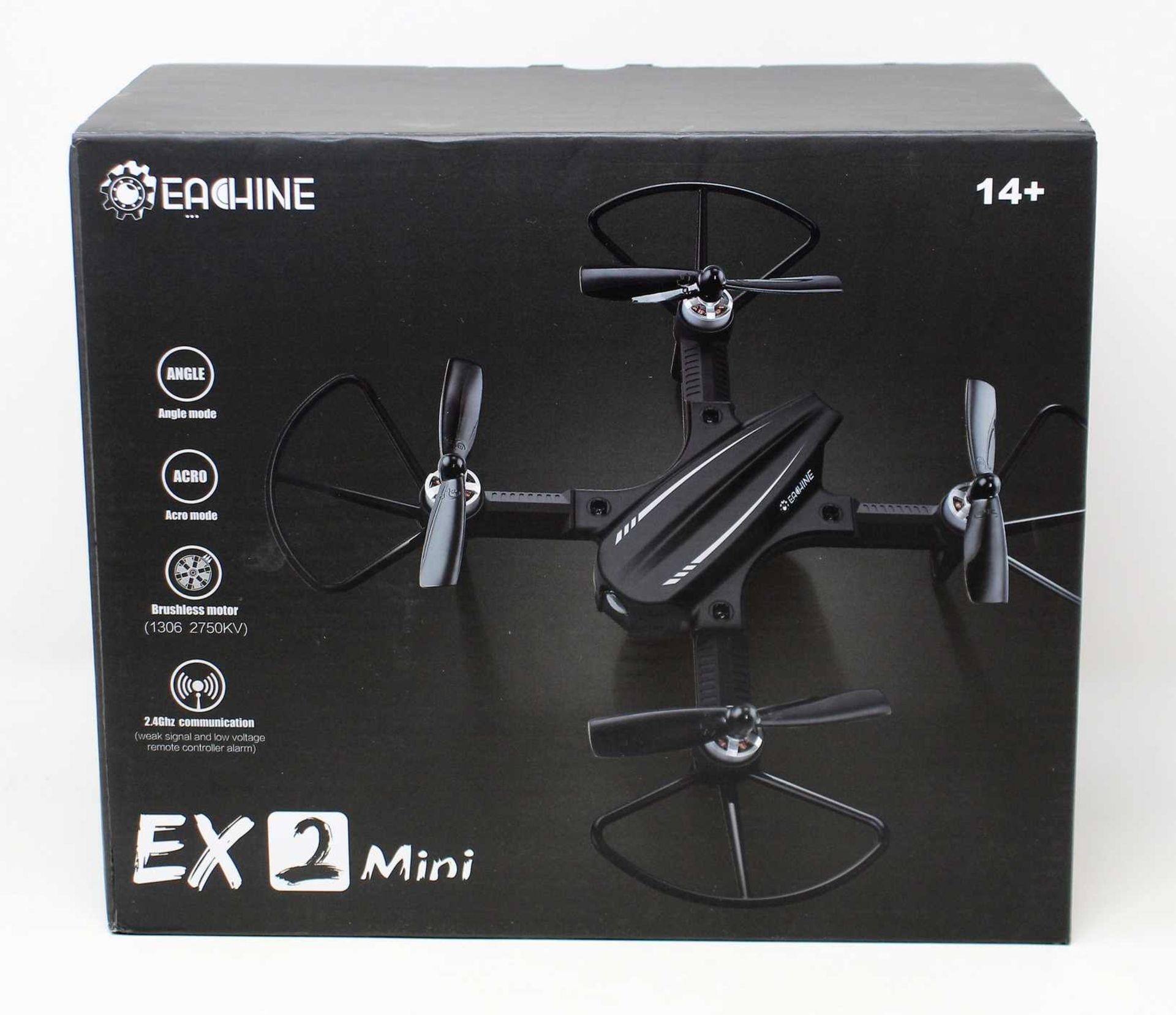 A boxed as new Eachine EX2 Mini Quadcopter Drone (UK plug adaptor required).