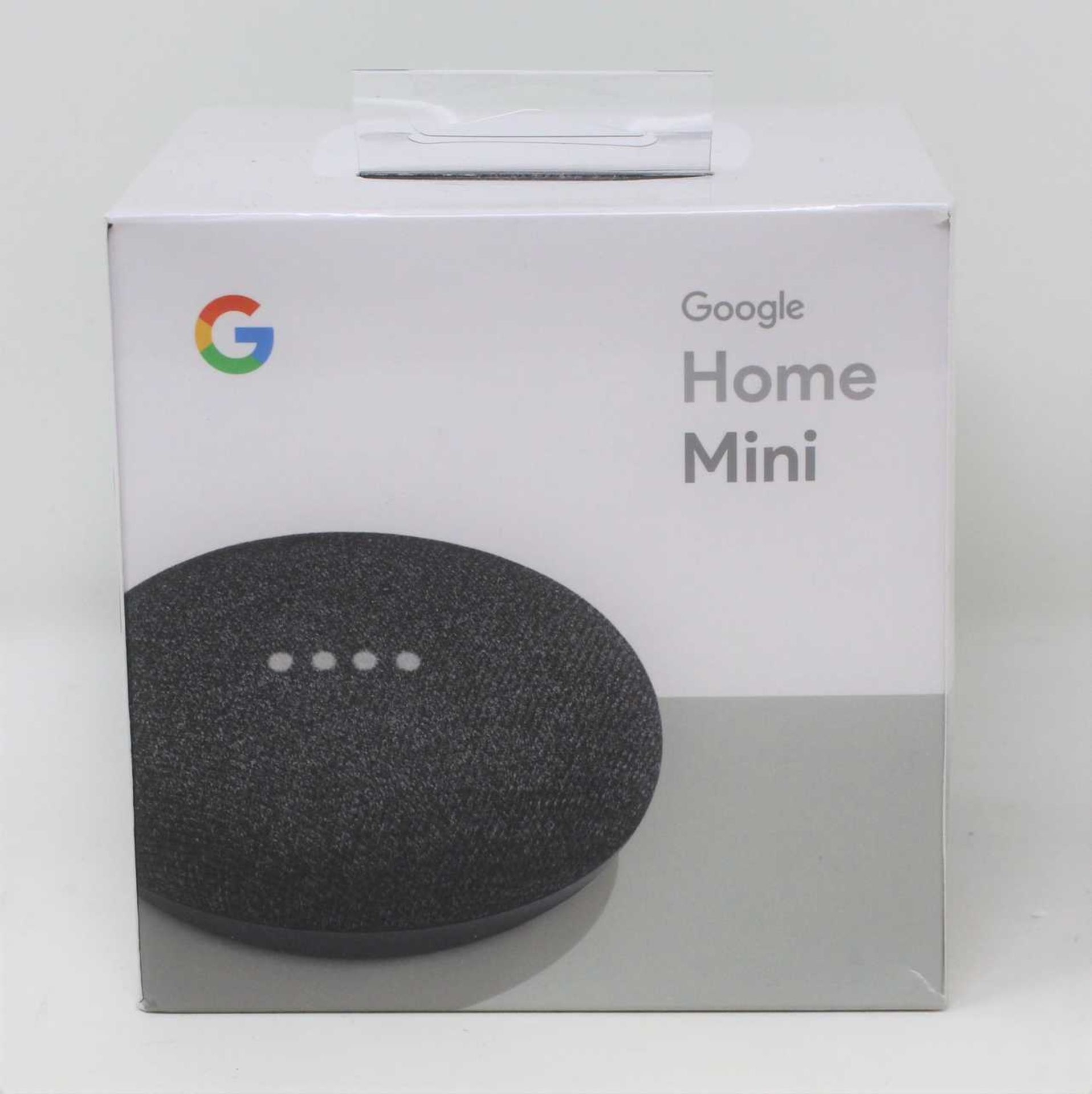 A boxed as new Google Home Mini Smart Speaker with Google Assistant in Charcoal (Model: GA00216-
