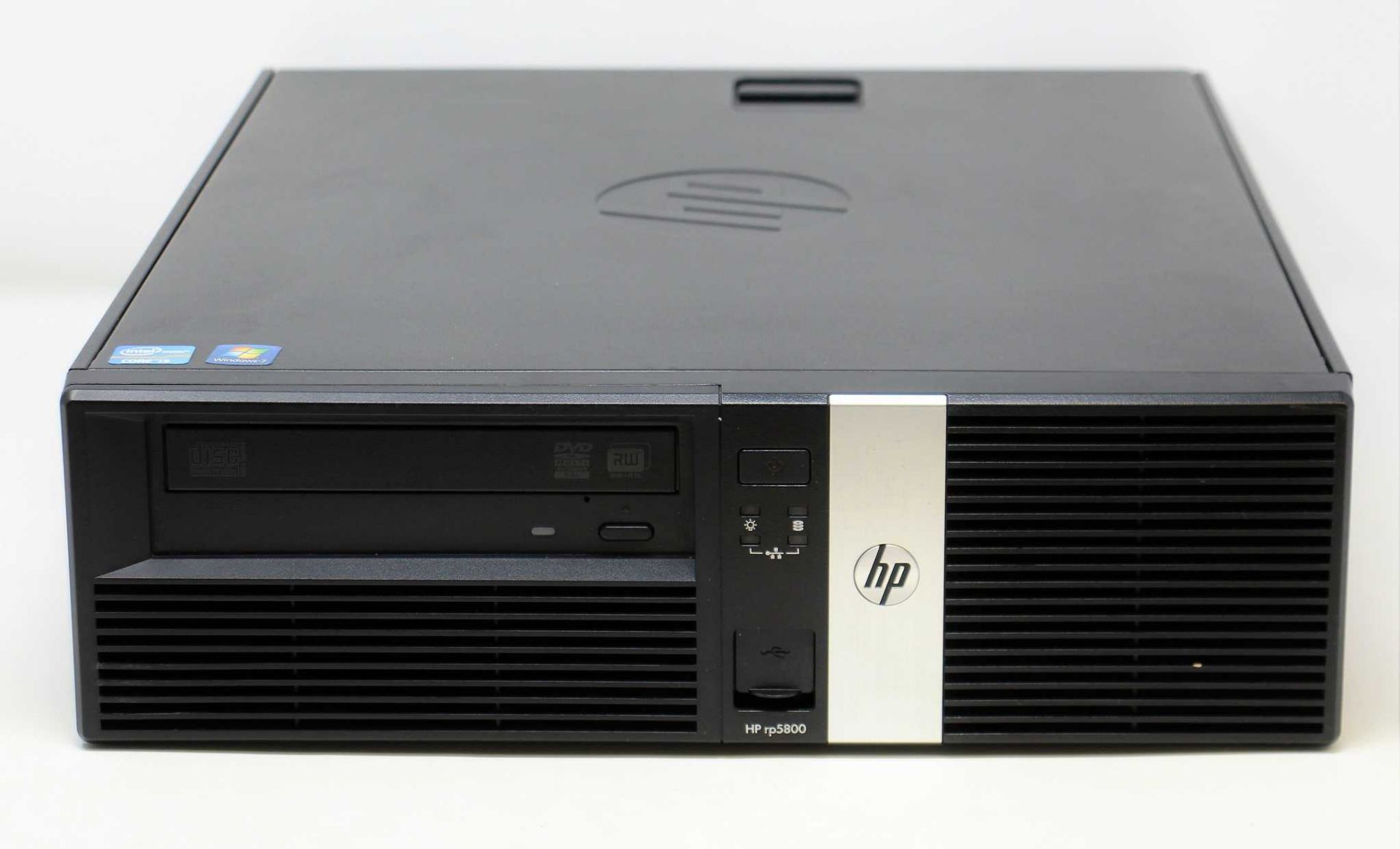 A pre-owned HP rp5800 Retail System with Intel i3 3.3GHz, 8GB RAM, 500GB HDD running Windows 7 COA.