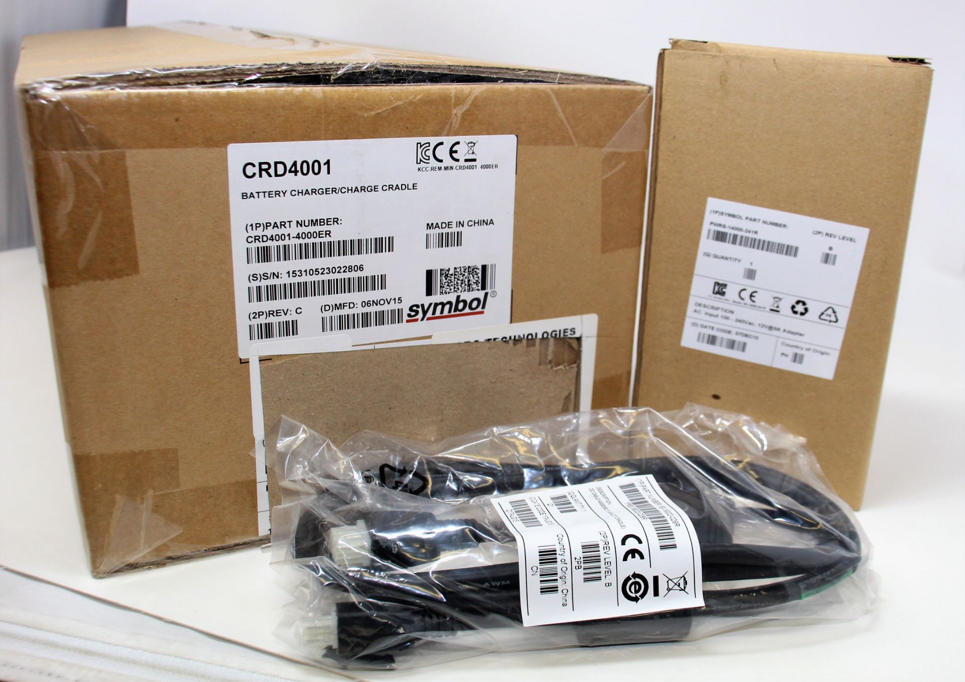 A boxed as new Zebra Symbol CRD4001-411EES Four Slot Ethernet Cradle Kit For WT4000 Series Barcode