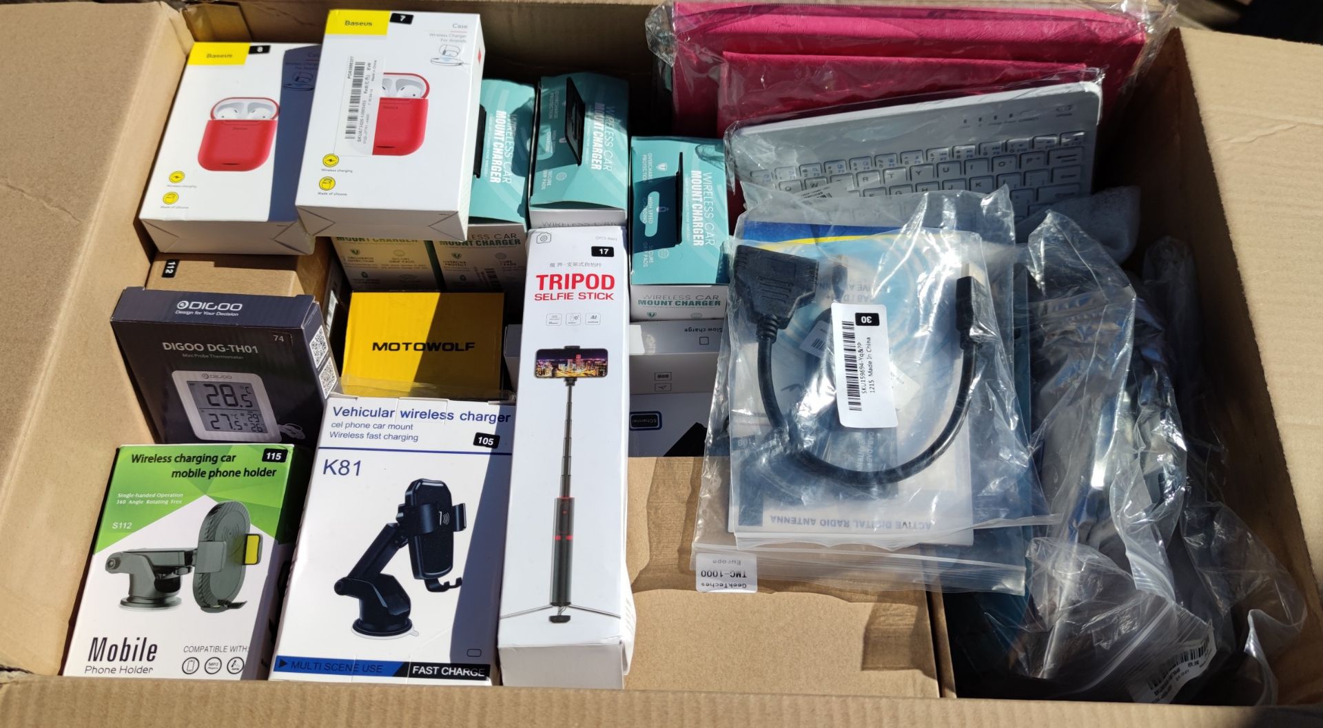 A box of assorted as new electrical items and accessories to include Airpod Charging Cases, LED - Image 2 of 10