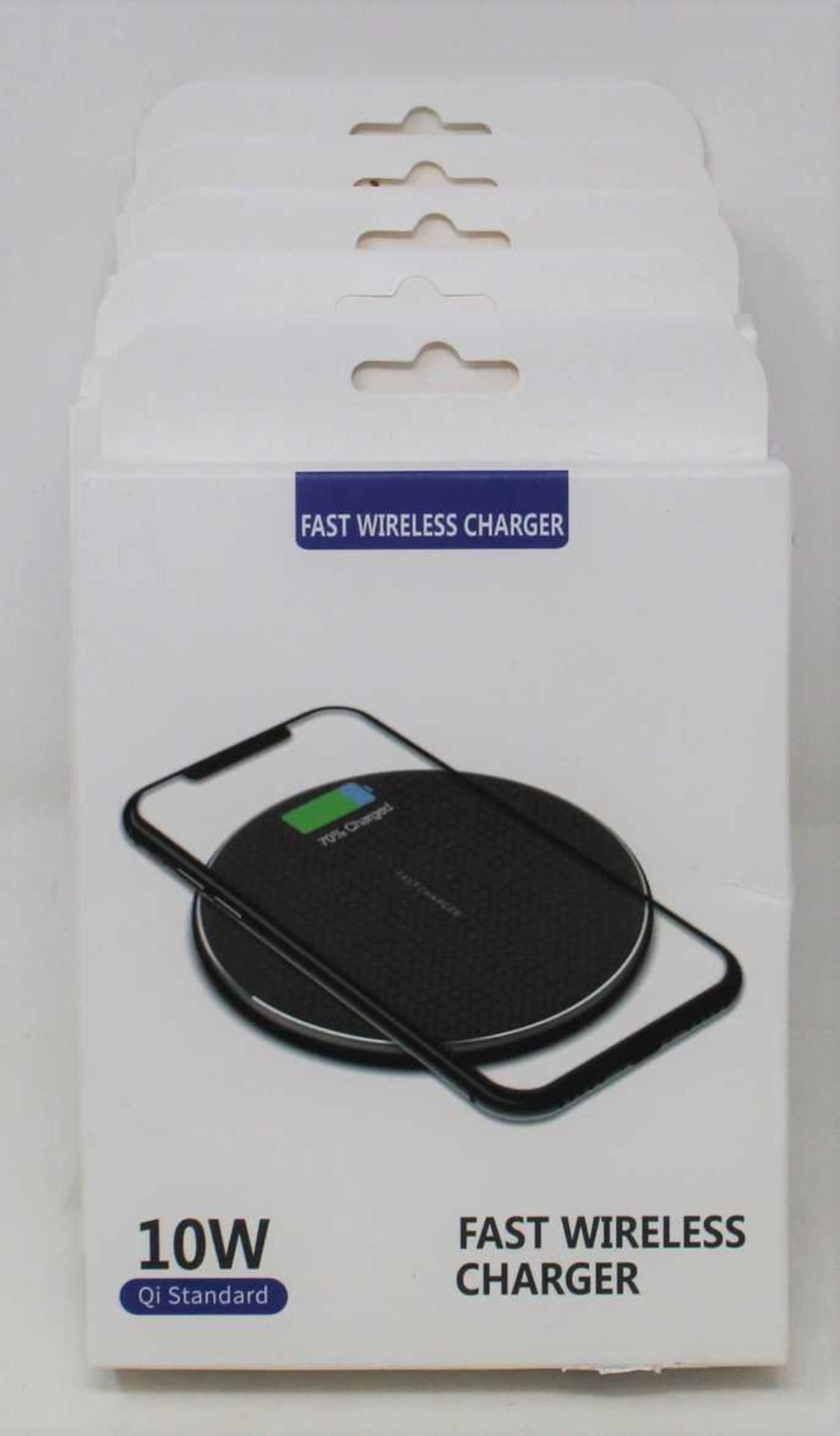 Five boxed as new Qi Standard 10W Wireless Chargers in Black.