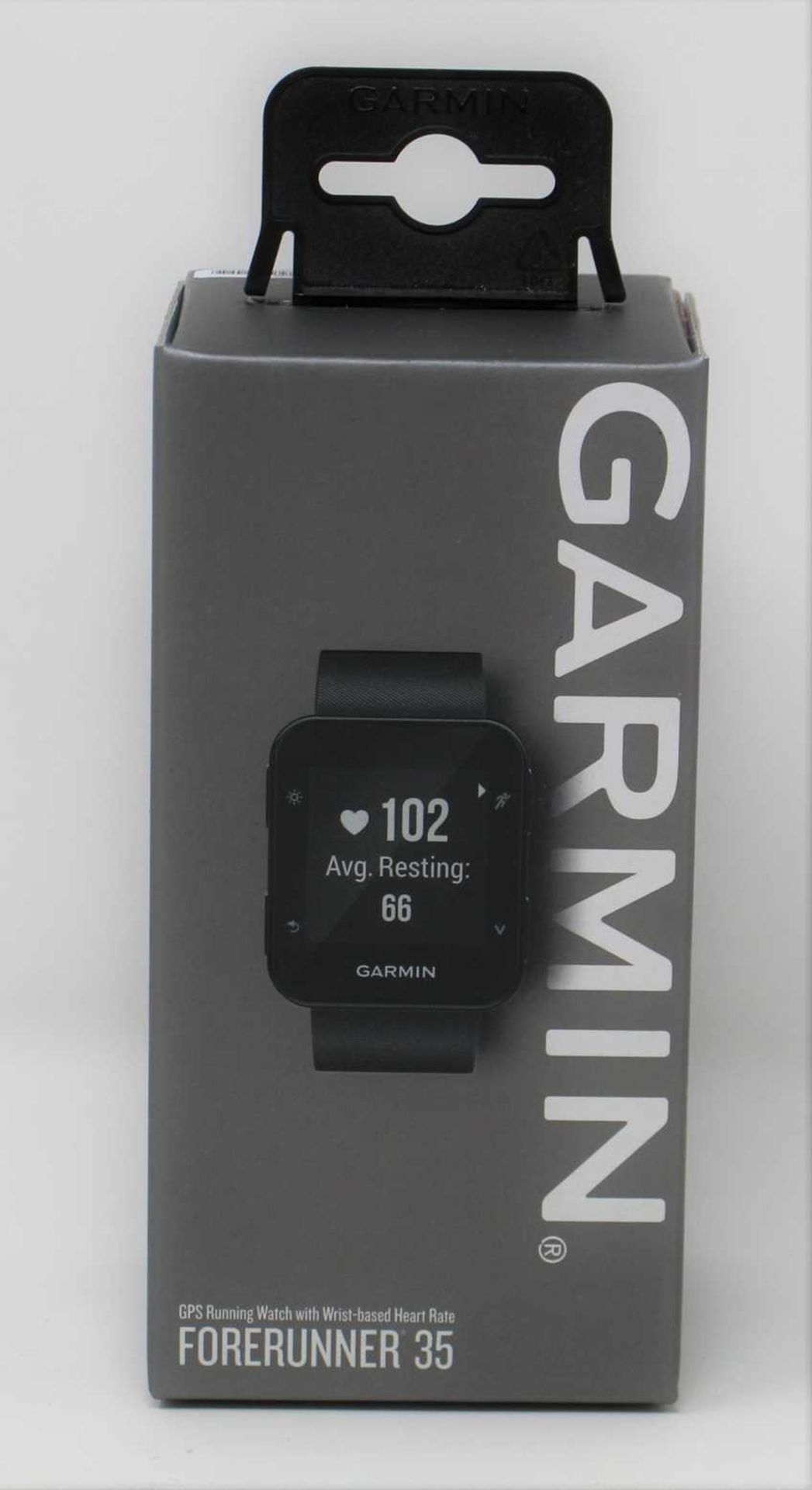 A boxed as new Garmin Forerunner 35 GPS Running Watch with Wrist-Based Heart Rate Monitor in